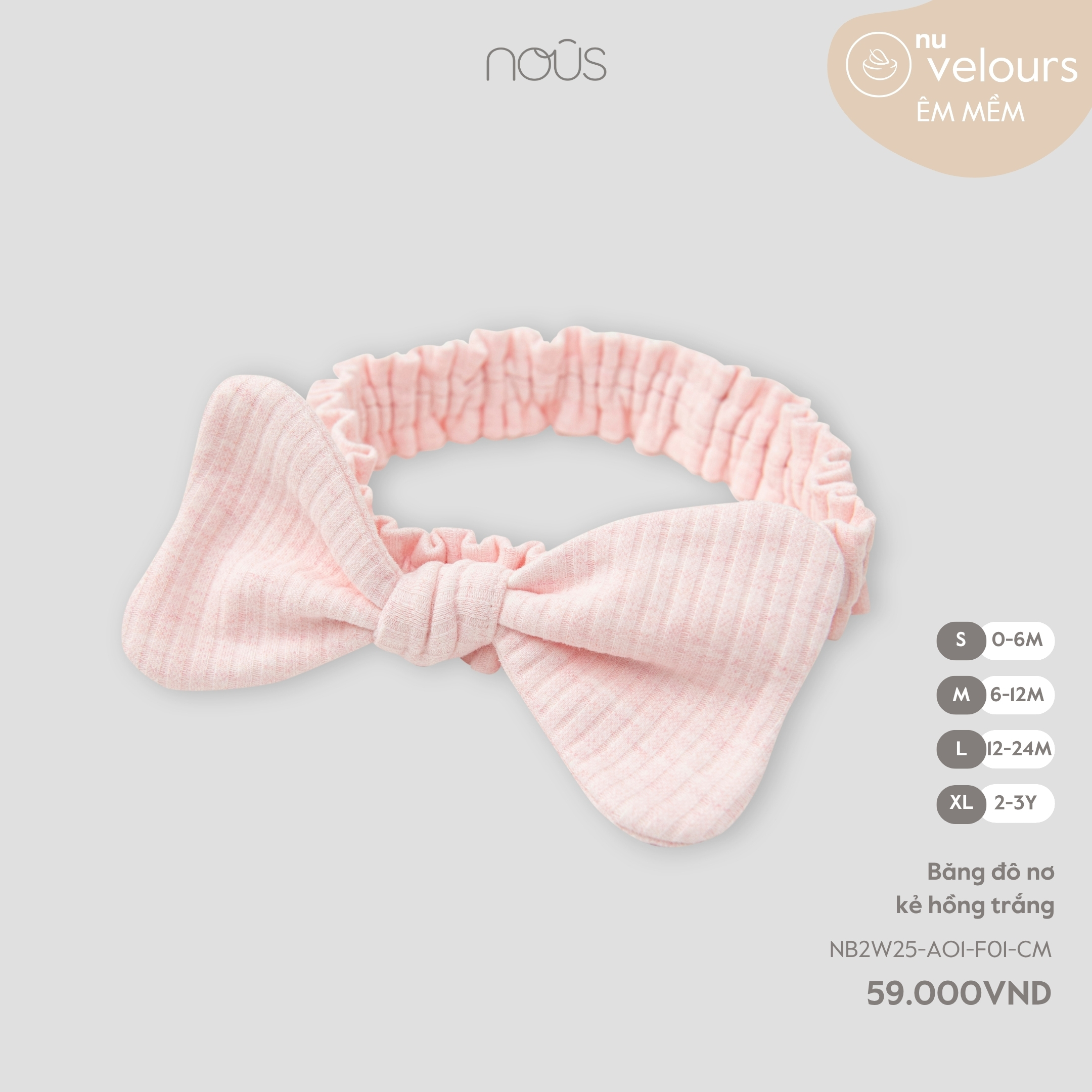 Băng đô nơ kẻ hồng trắng