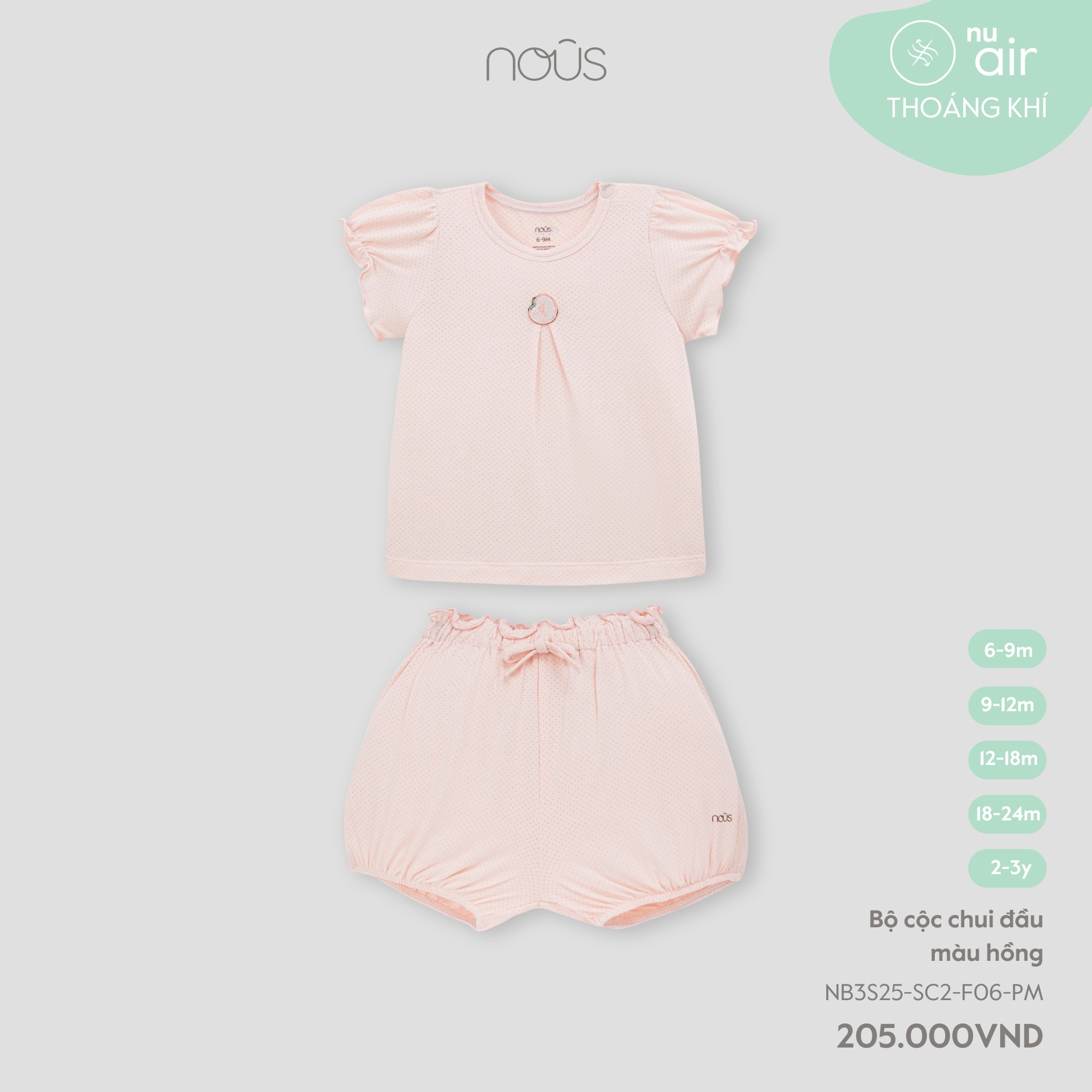 Bộ cộc chui đầu màu hồng