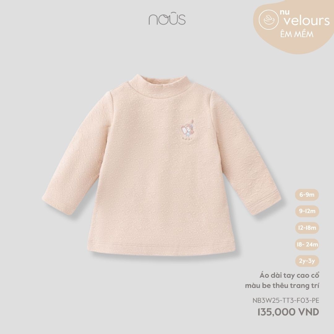 Áo dài tay cao cổ thêu trang trí