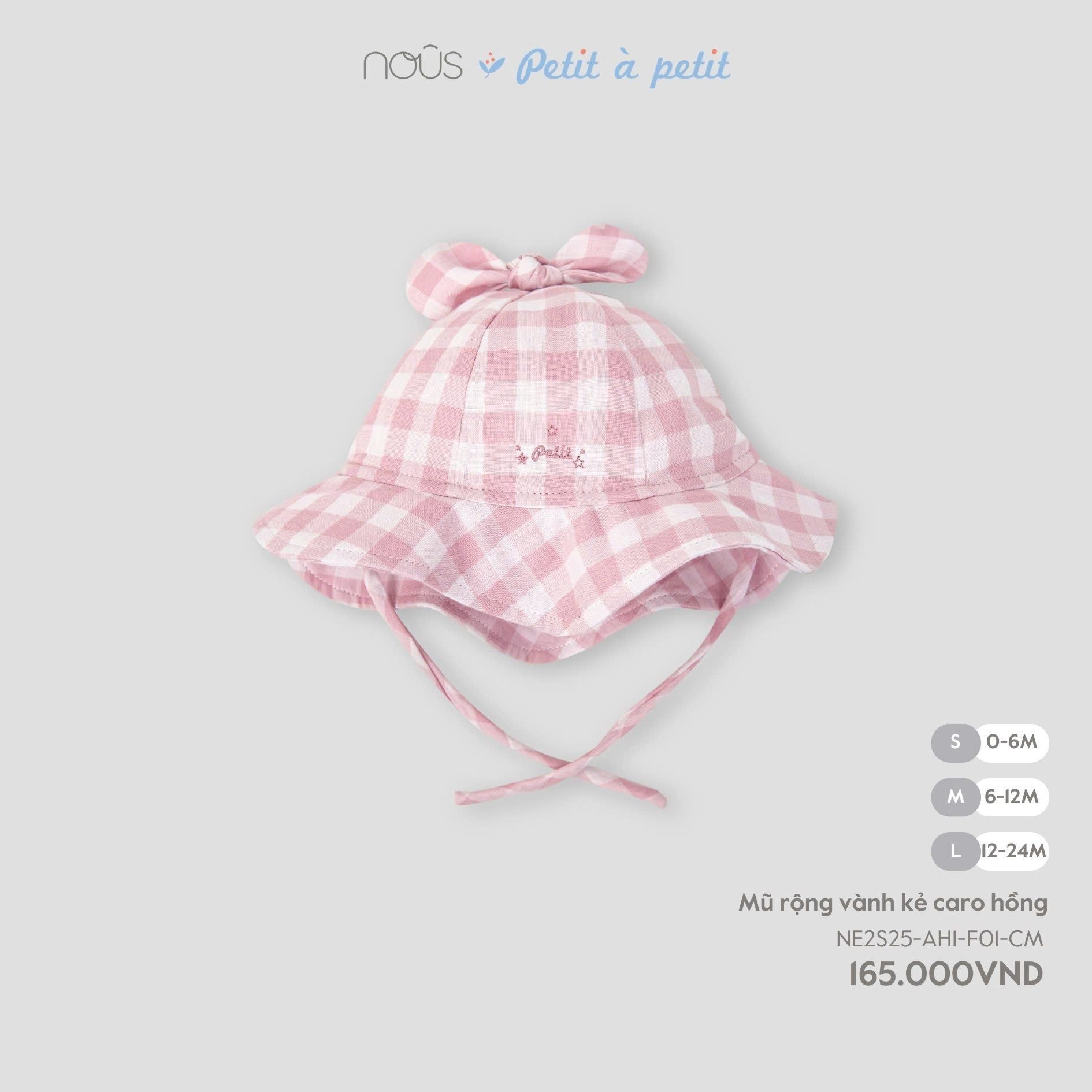 Mũ Rộng Vành Kẻ Caro Hồng NU2517