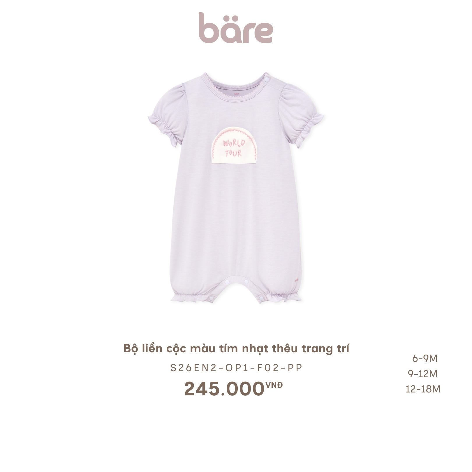 Bộ liền cộc màu tím nhạt thêu trang trí