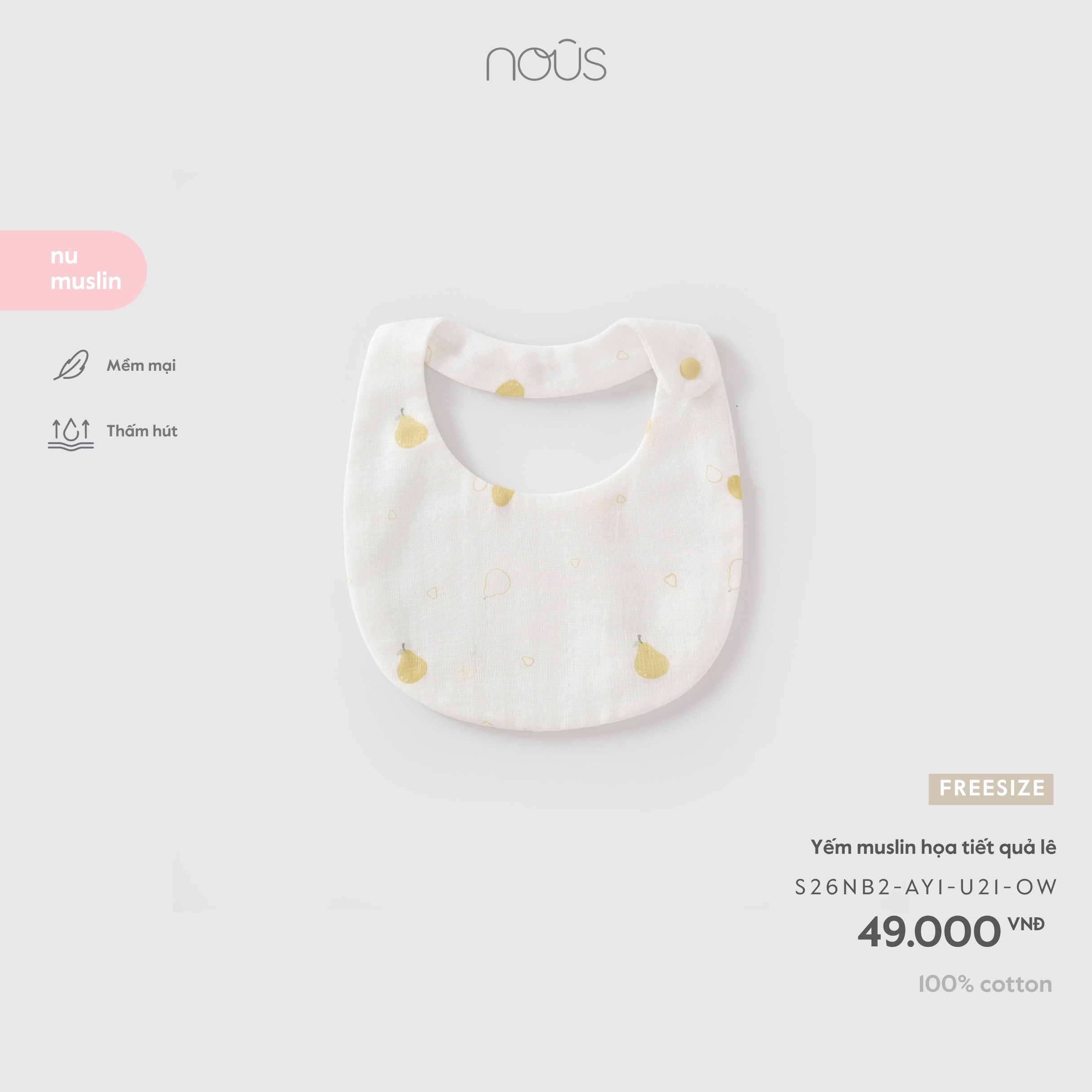 Yếm muslin họa tiết quả lê