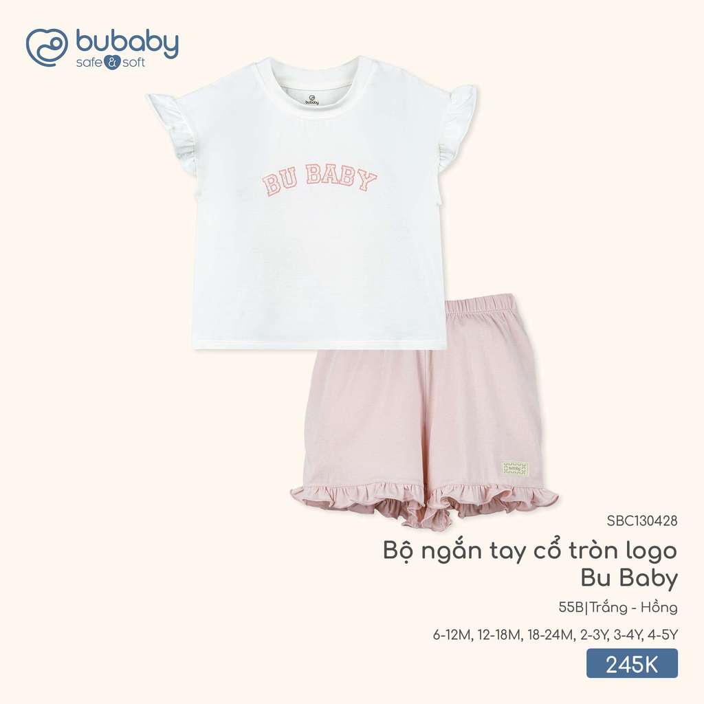Bộ ngắn tay cổ tròn logo Bu Baby SBC130428