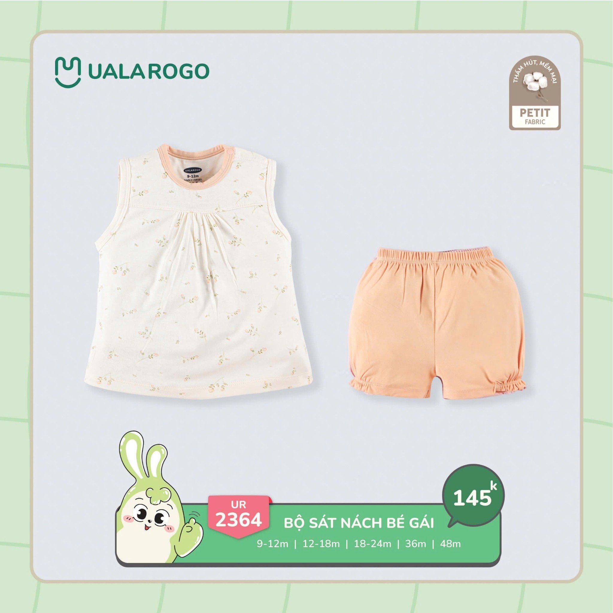 Bộ sát nách chui đầu petit Uala hoạ tiết hoa nhí UR2364