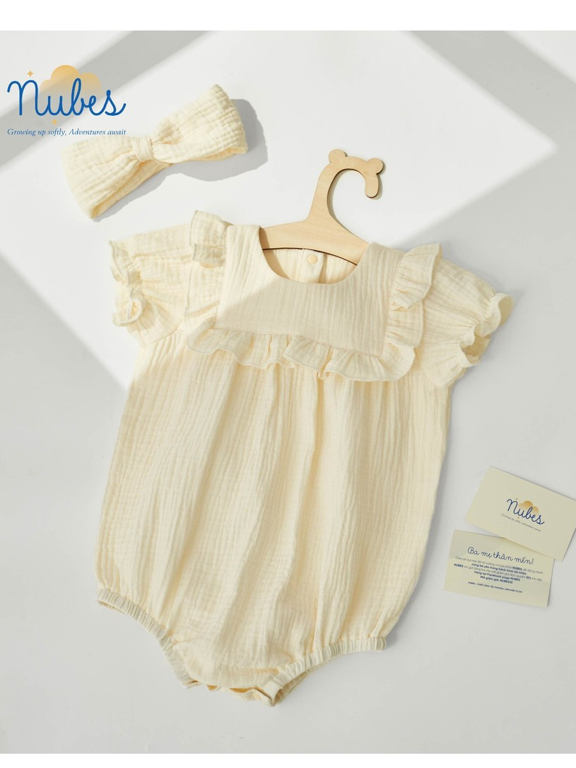 Romper cộc tay cổ bèo vuông