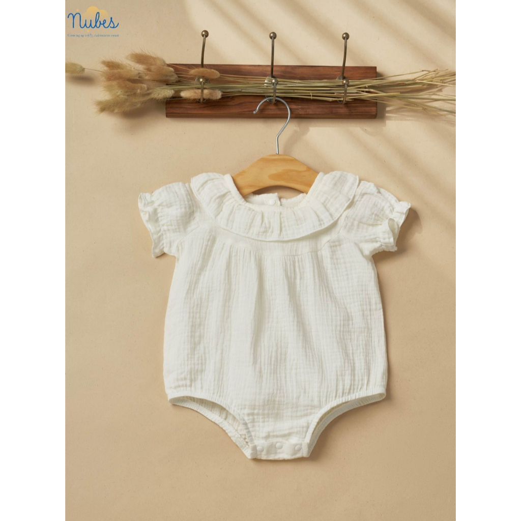 Romper cộc tay cổ bèo tròn
