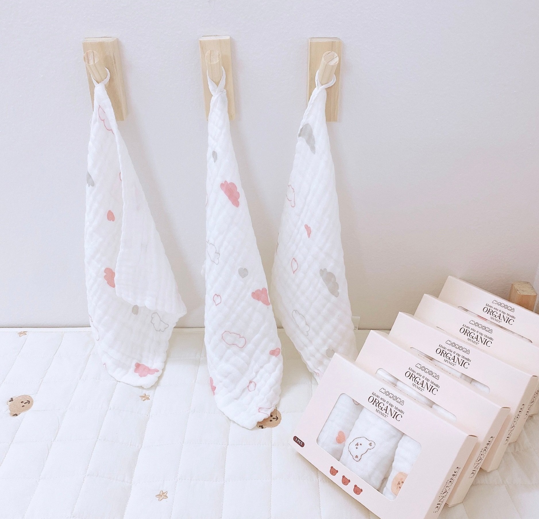 Set 3 khăn sữa sợi tre HT ngẫu nhiên