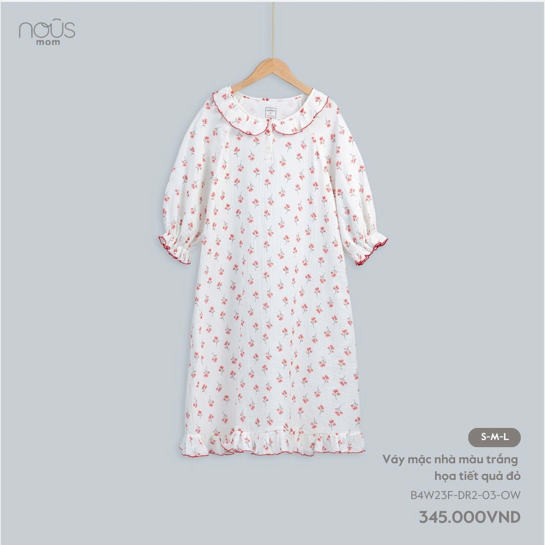 Váy Mặc Nhà Màu Trắng Họa Tiết NU2149