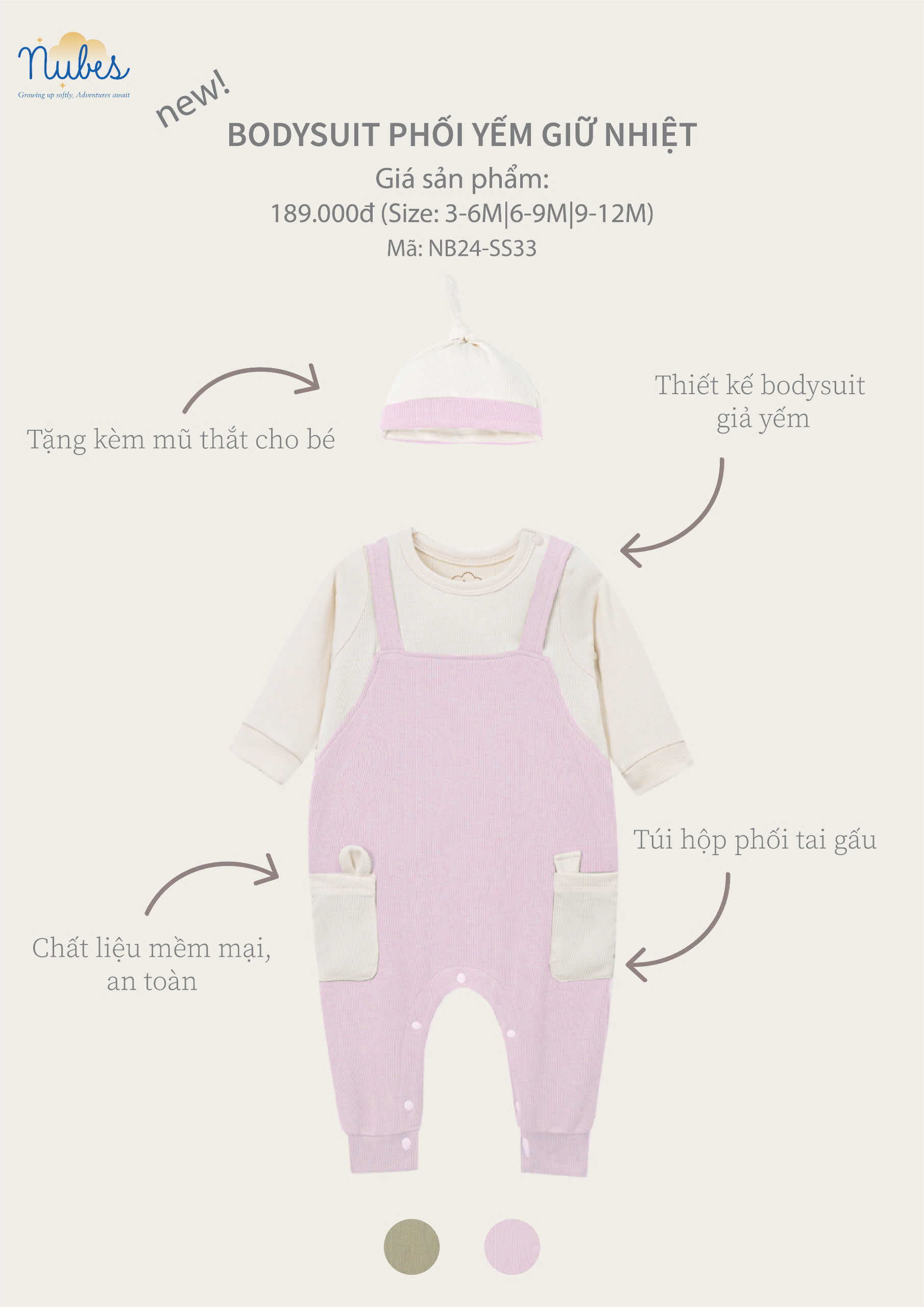 Bodysuit Phối Yếm Giữ Nhiệt