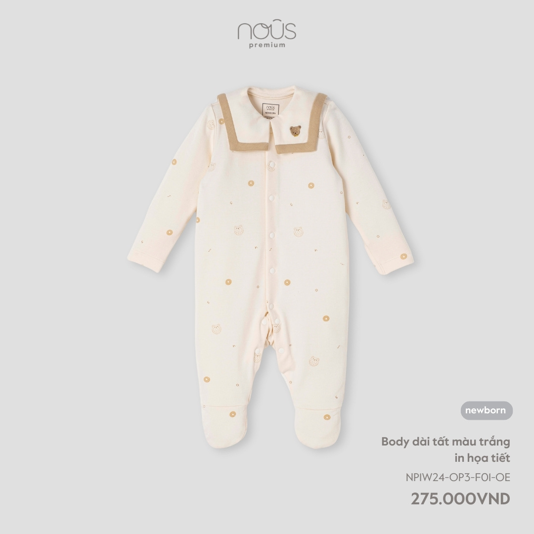 Body Dài Có Tất Màu Be In Họa Tiết NU2269