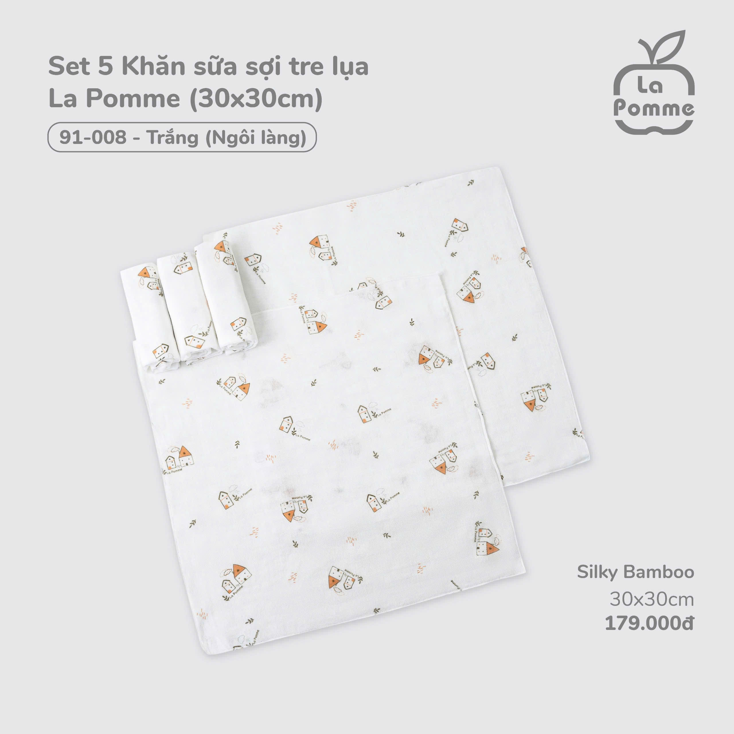Set 5 Khăn Sữa Sợi Tre Lụa La Pomme 91008