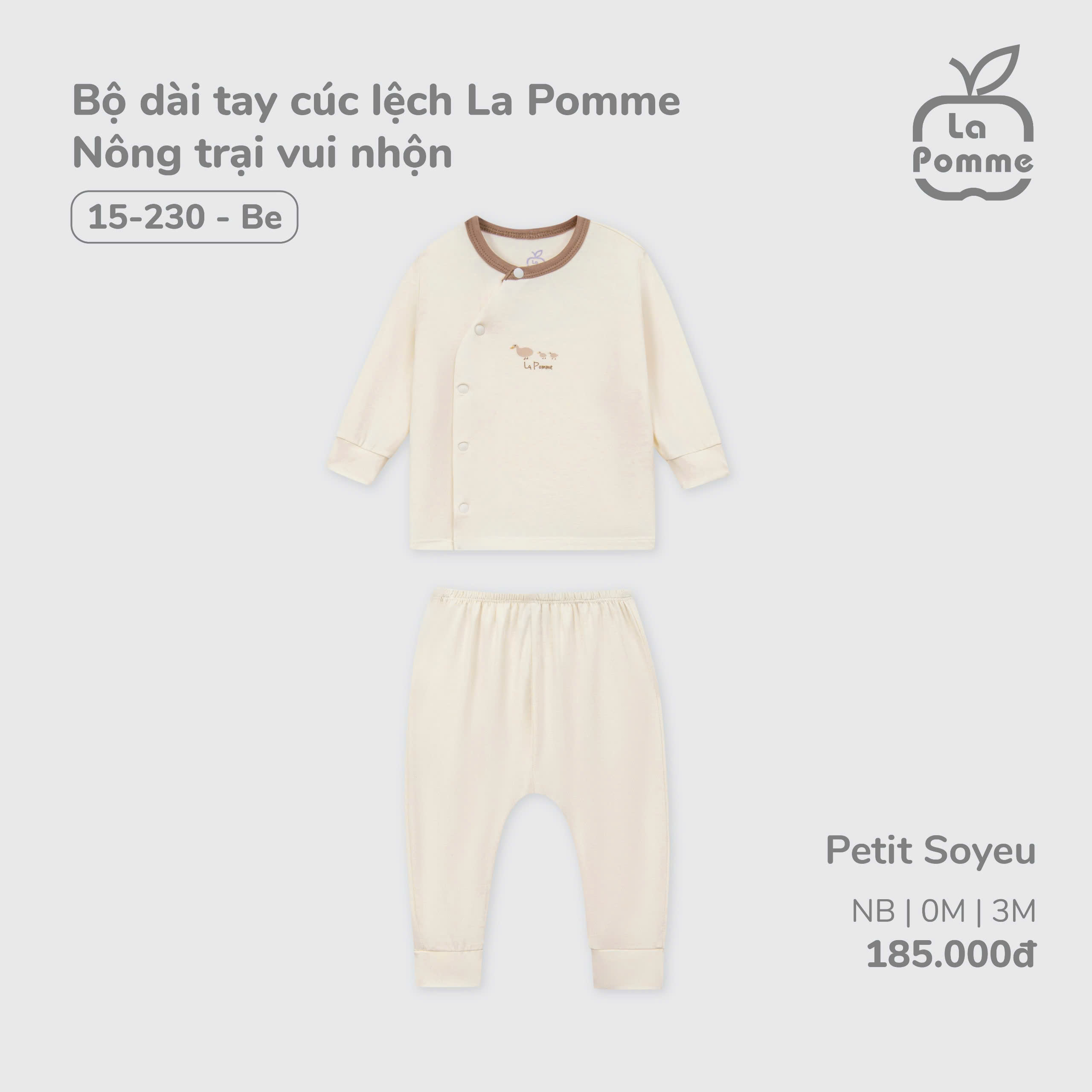 Bộ Dài Tay Cúc Lệch La Pomme Nông Trại Vui Nhộn 15230