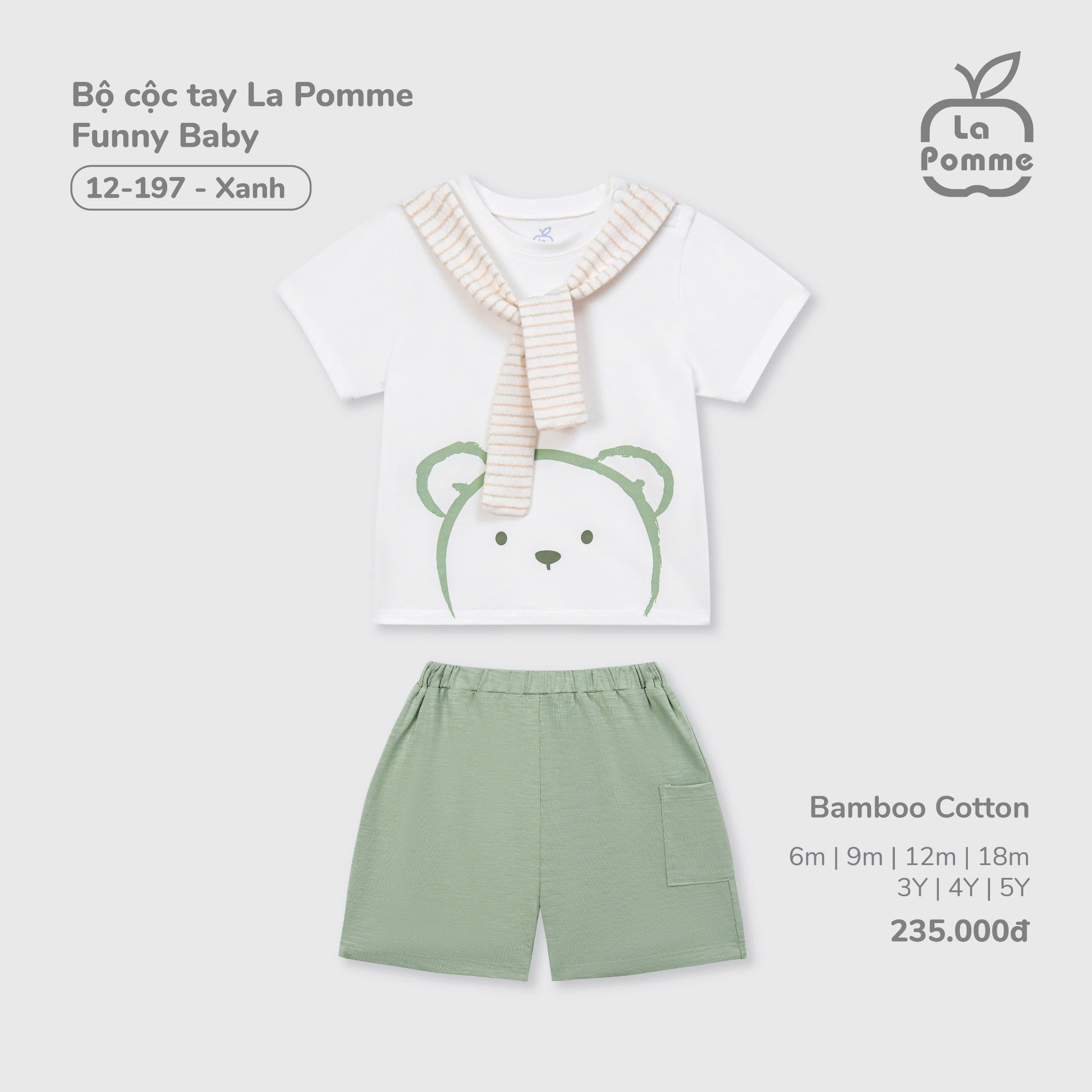 Bộ Cộc Tay La Pomme Funny Baby 12197