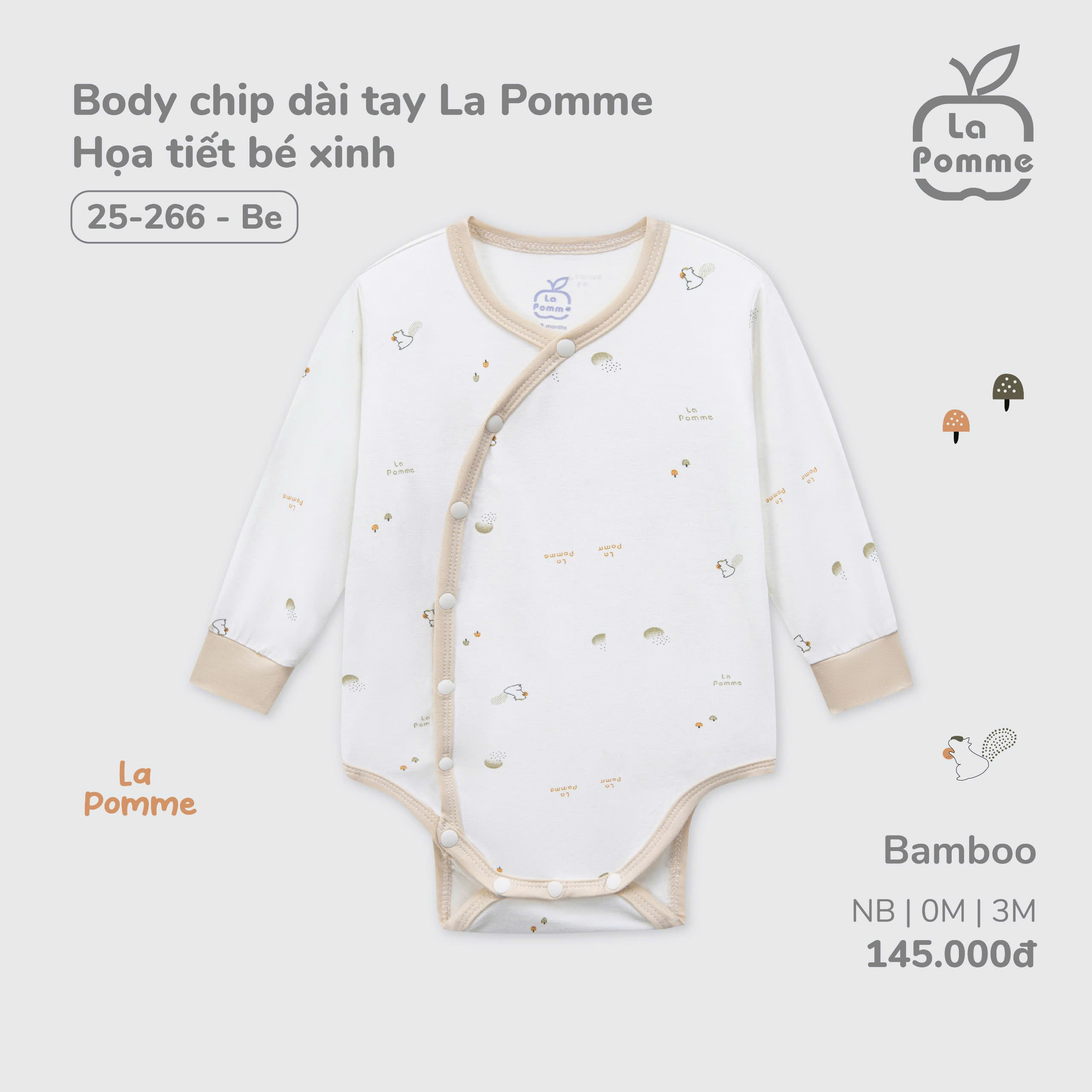 Body chip dài tay La Pomme Họa tiết bé xinh