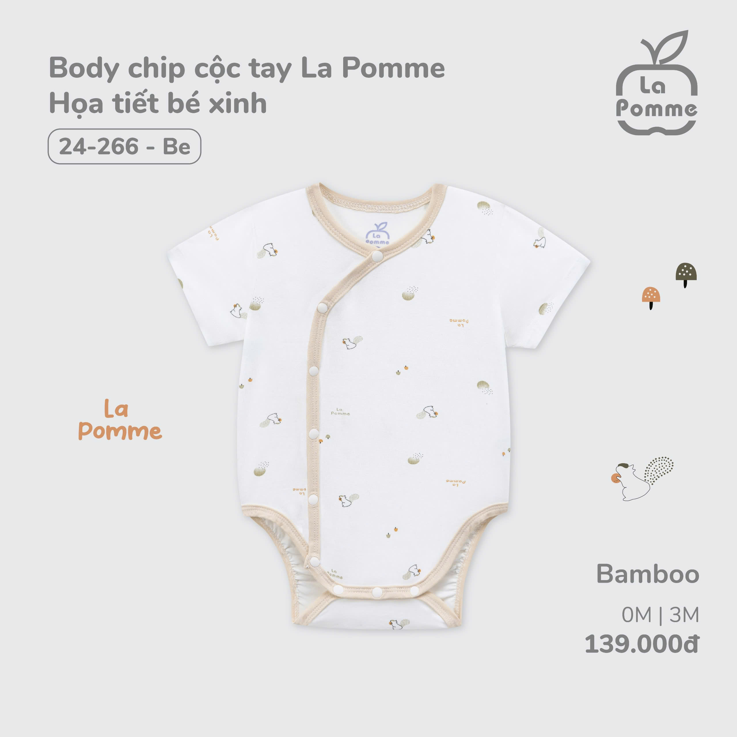 Body chip cộc tay La Pomme Họa tiết bé xinh
