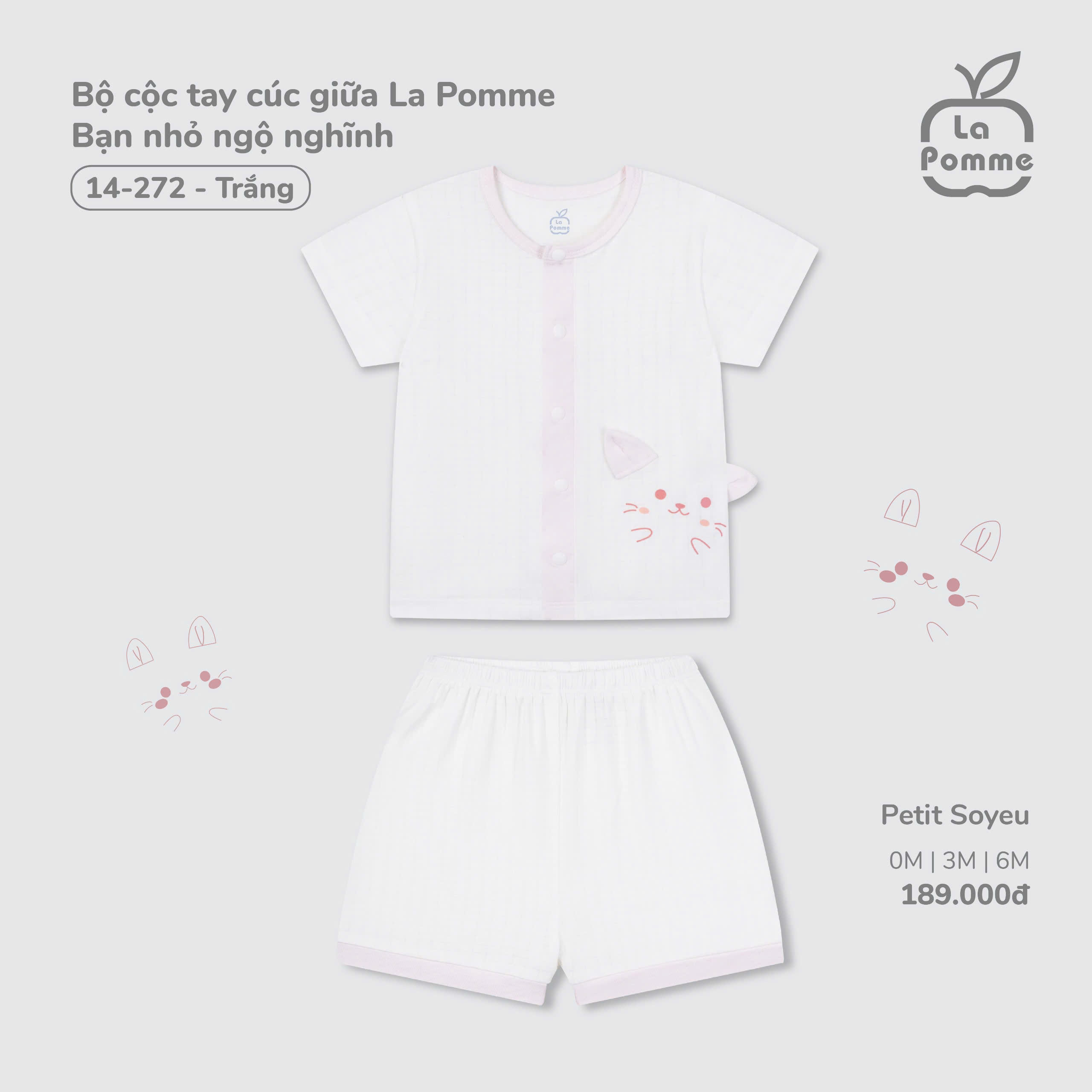 Bộ cộc tay cúc giữa La Pomme Bạn nhỏ ngộ nghĩnh