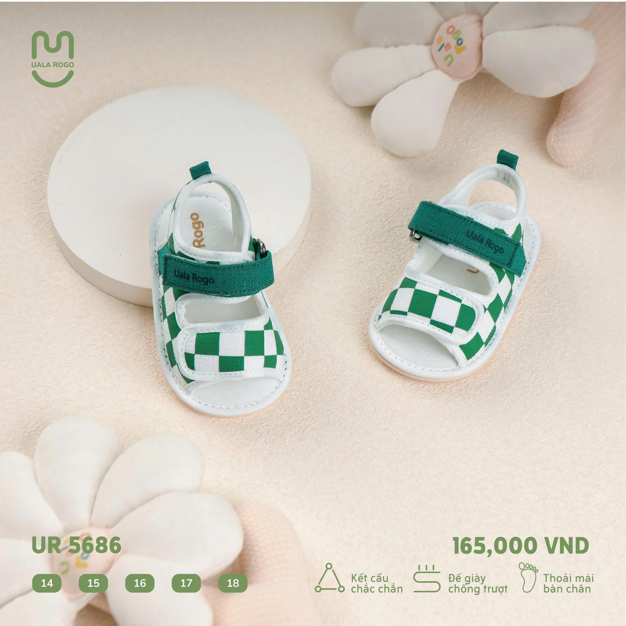Dép tập đi Uala phối caro đỏ xanh UR5686
