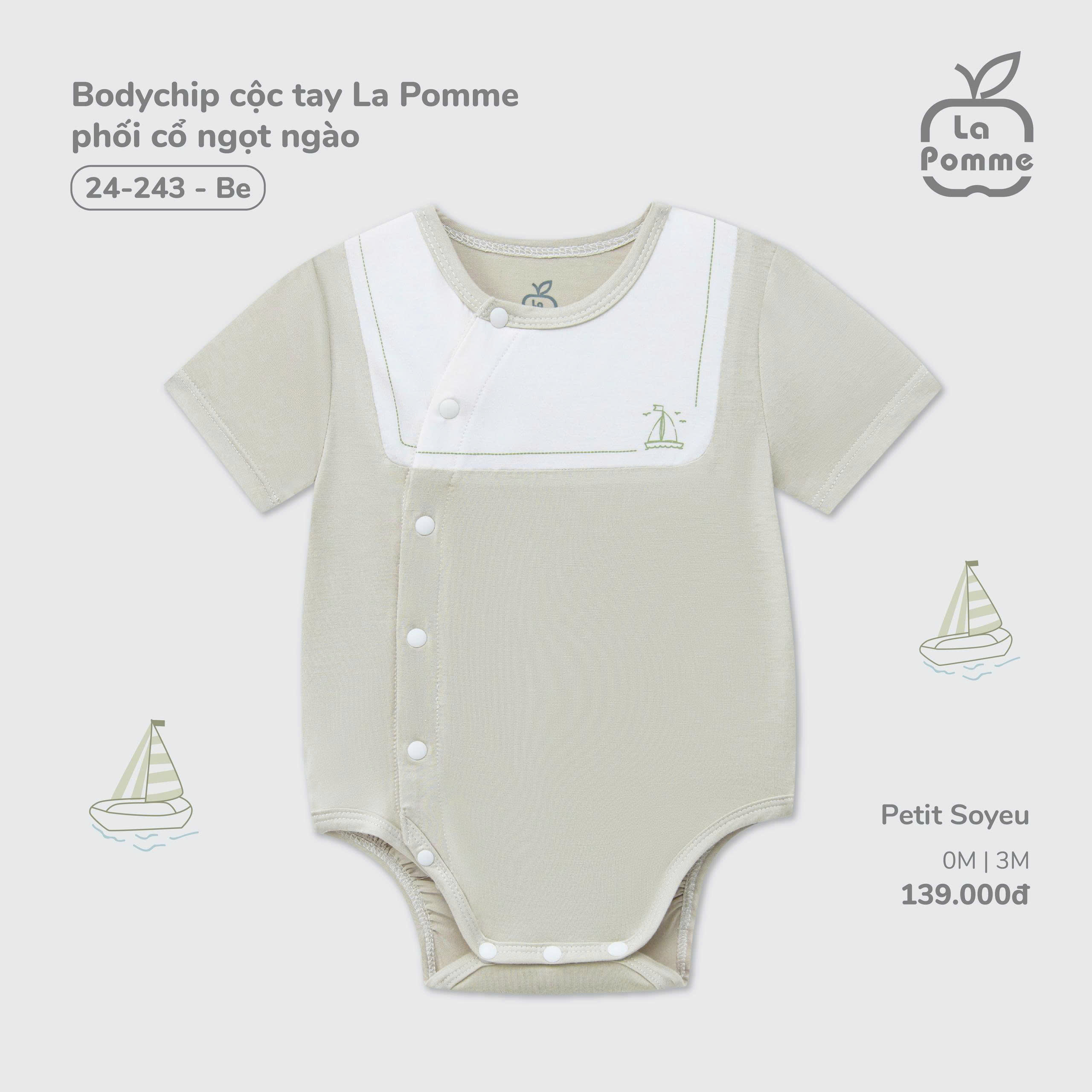 Bodychip cộc tay La Pomme phối cổ ngọt ngào