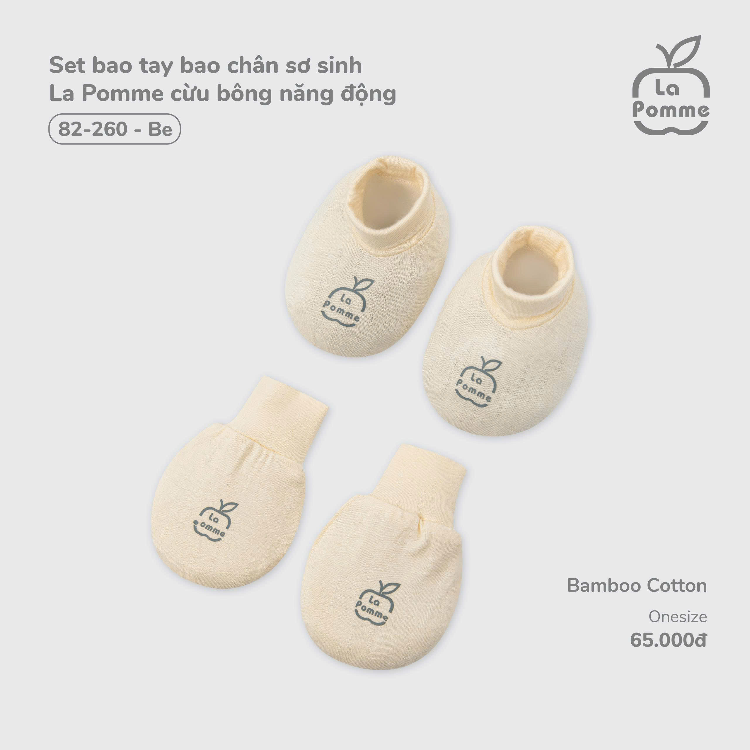 Set bao tay bao chân sơ sinh La Pomme cừu bông năng động