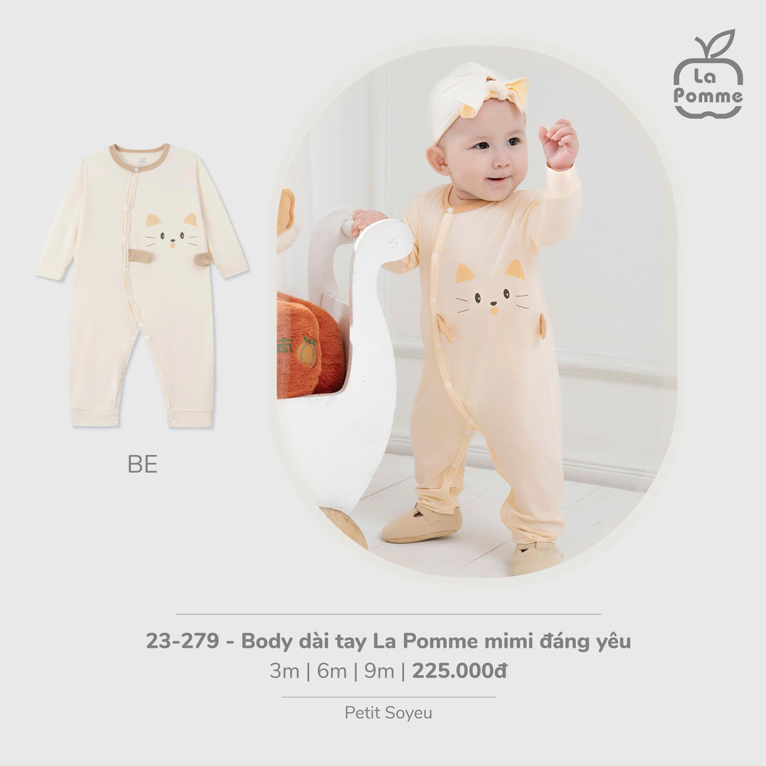 Body dài tay La Pomme mimi đáng yêu