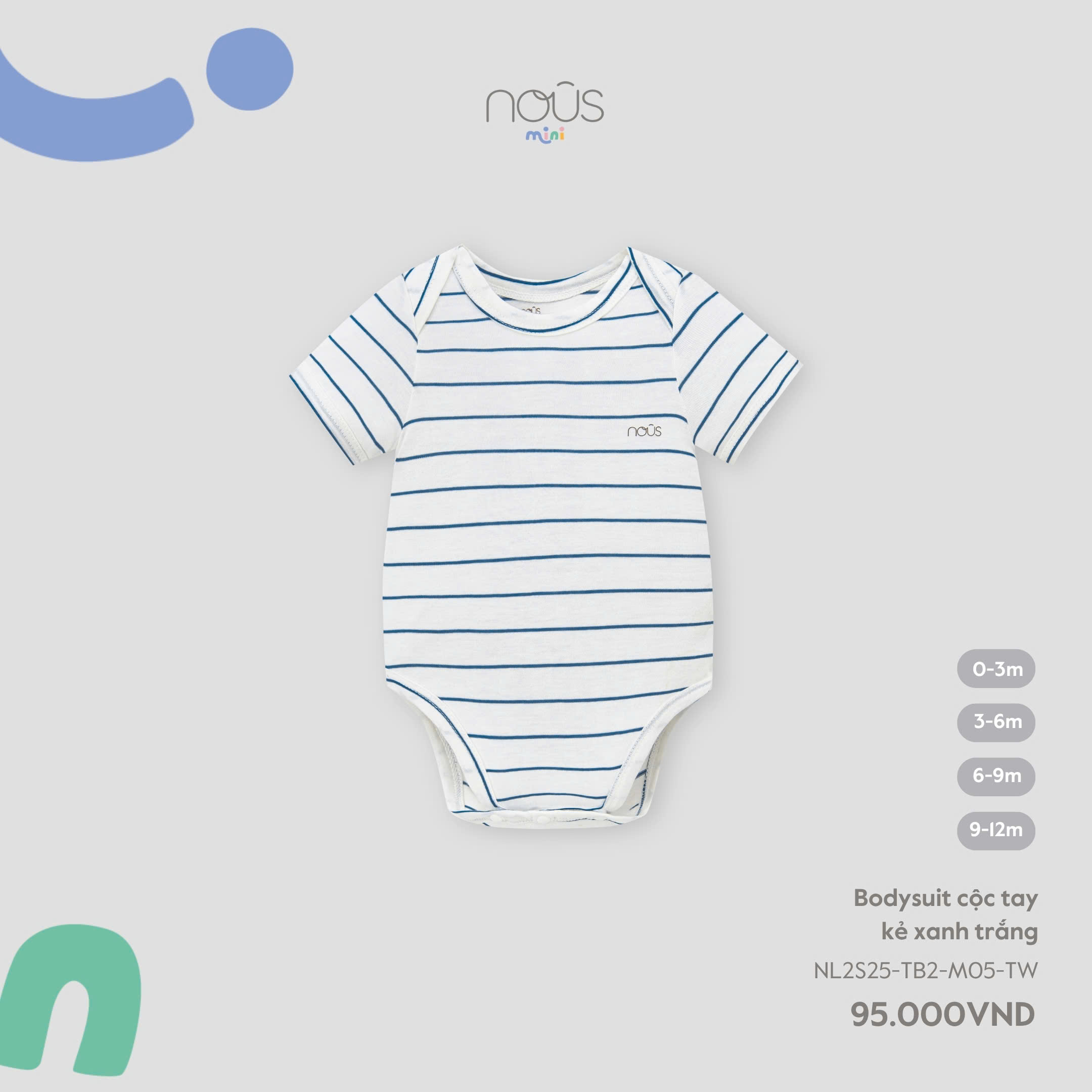 Bodysuit cộc tay kẻ xanh trắng
