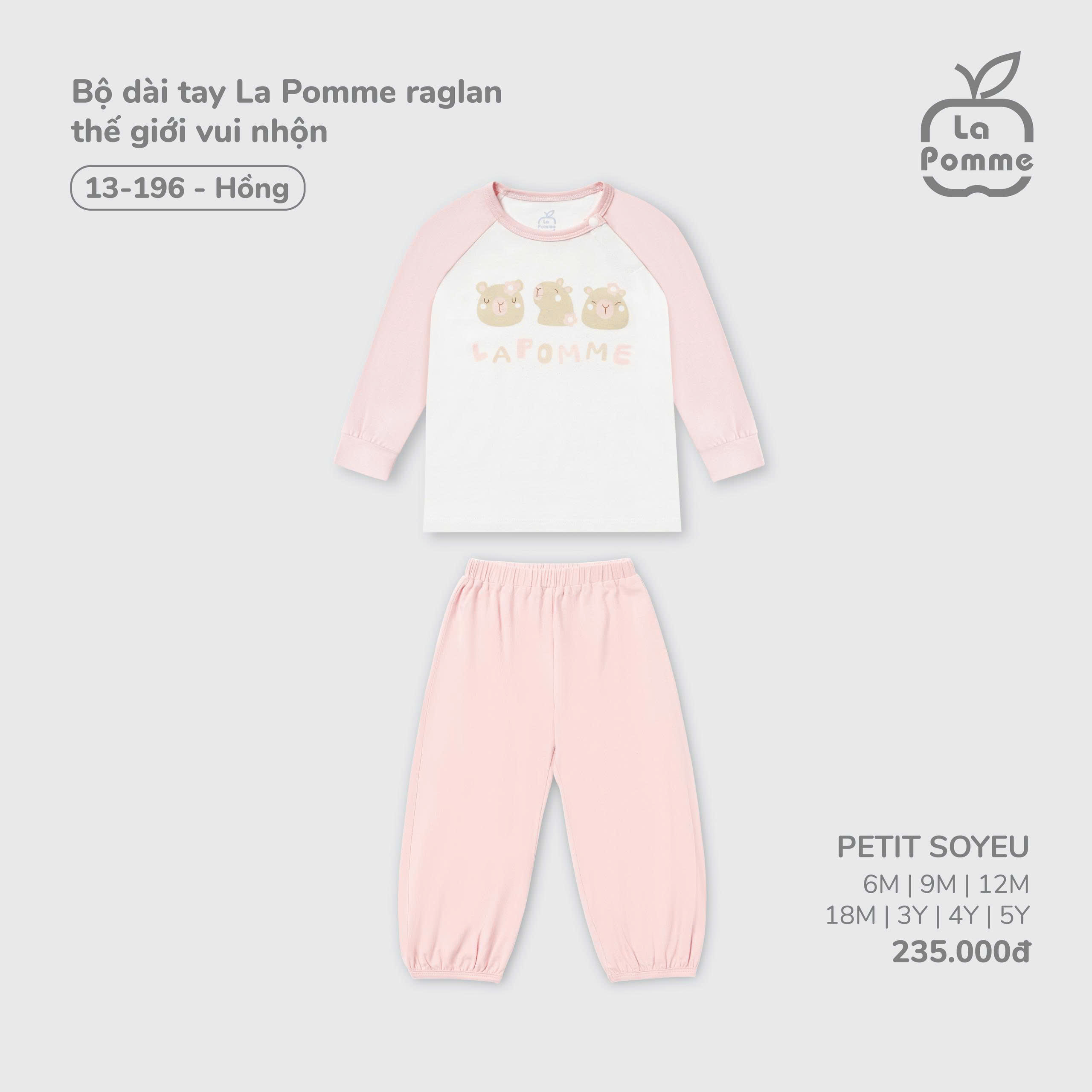 Bộ dài tay La Pomme raglan thế giới vui nhộn