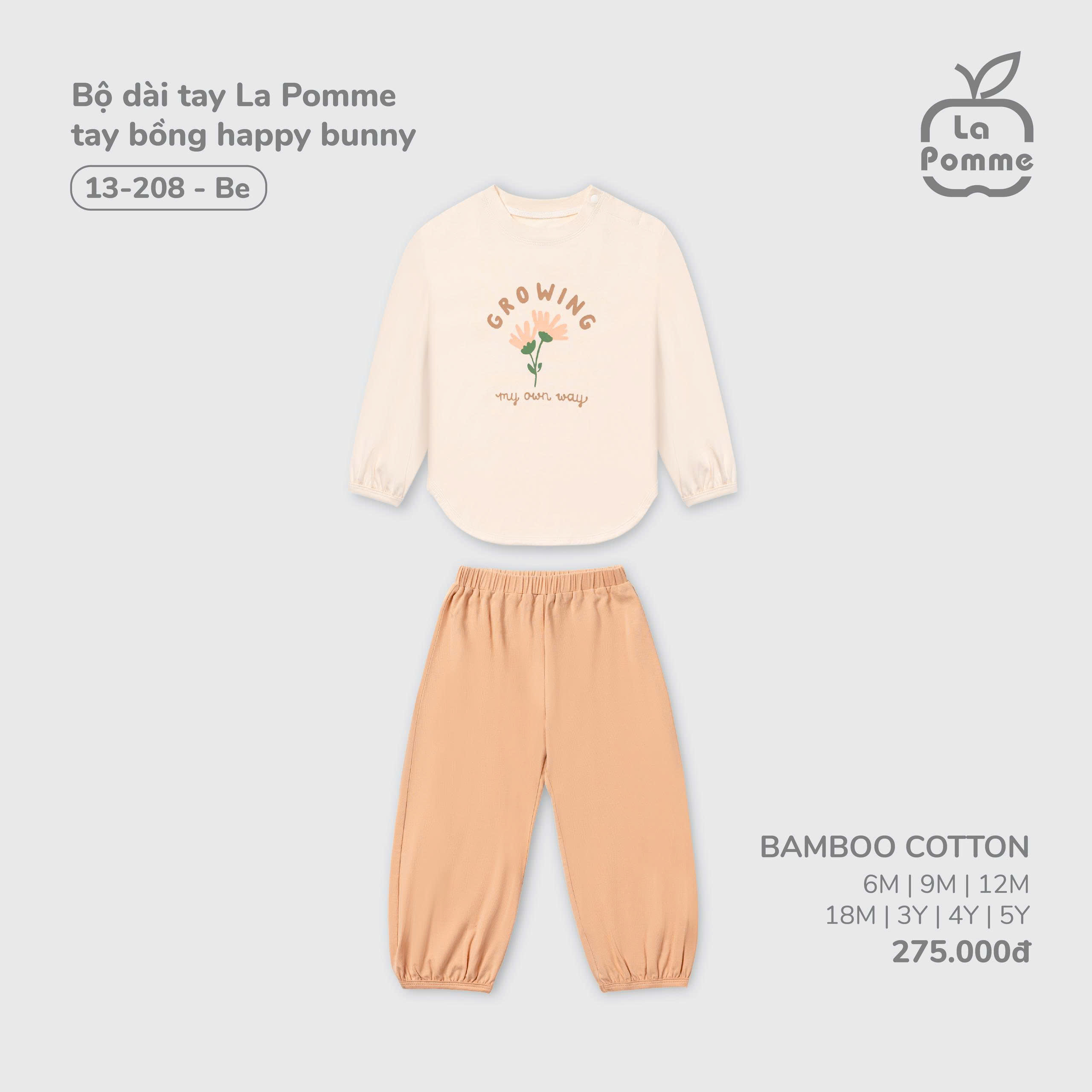 Bộ dài tay La Pomme tay bồng happy bunny 13208