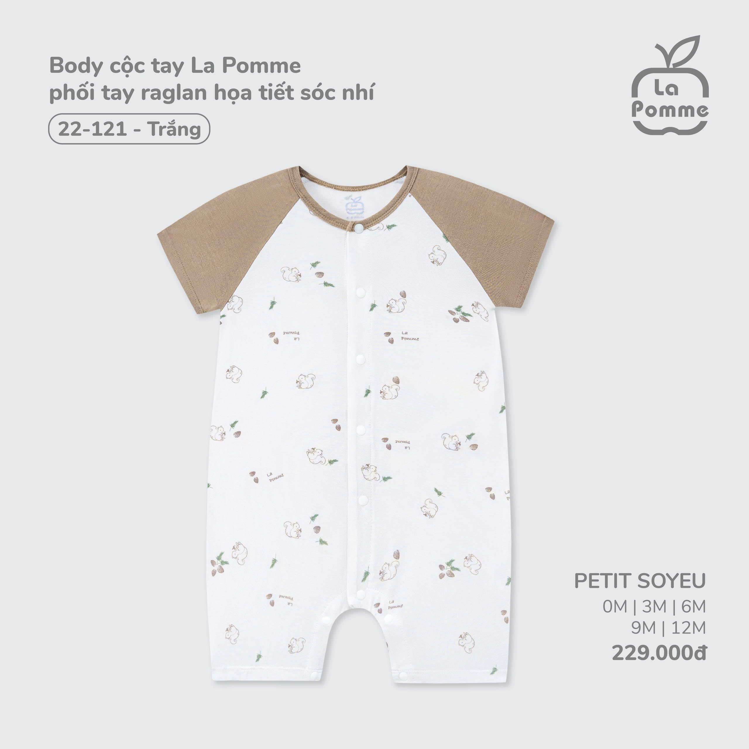 Body cộc tay La Pomme phối tay raglan họa tiết sóc nhí