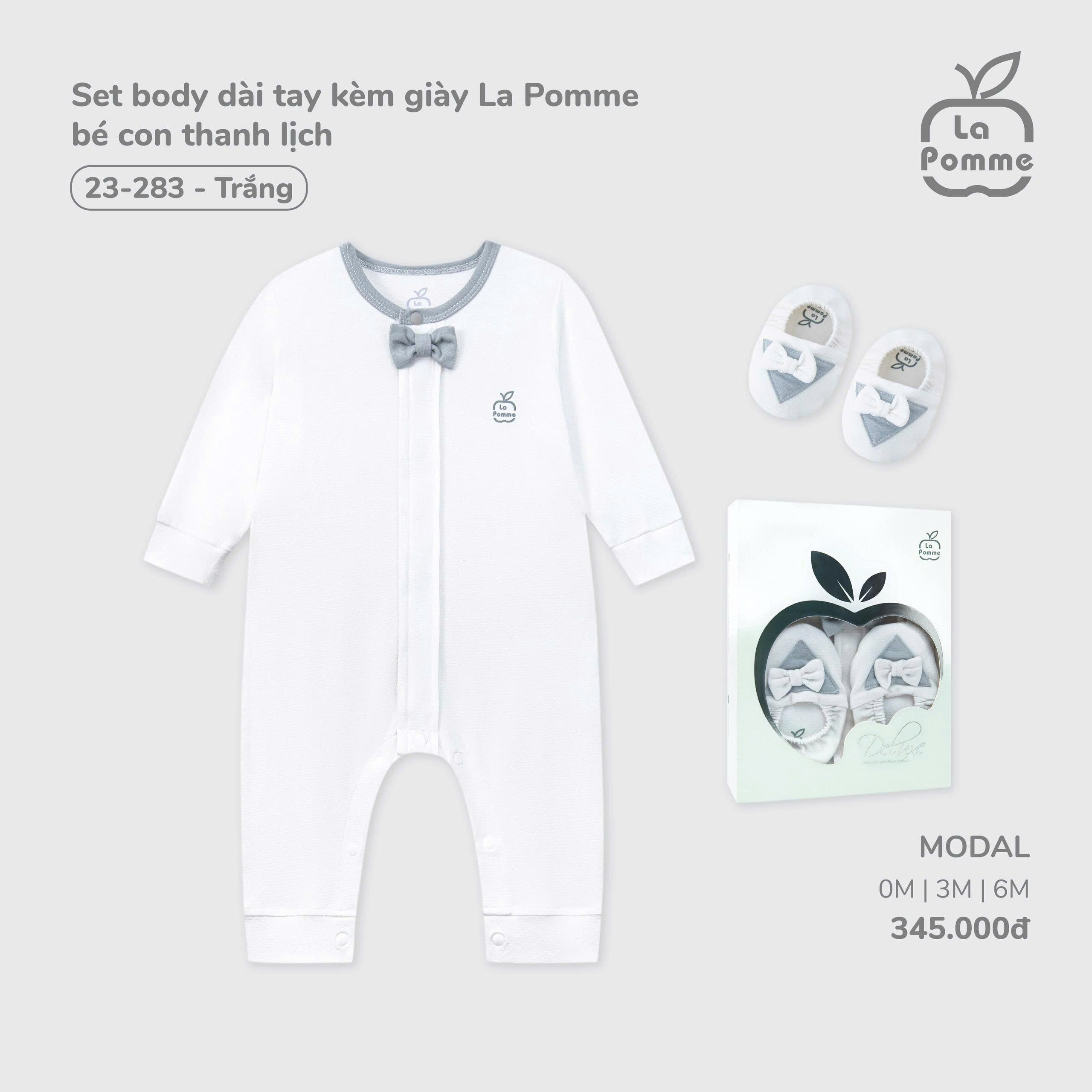 Set body dài tay kèm giày La Pomme bé con thanh lịch