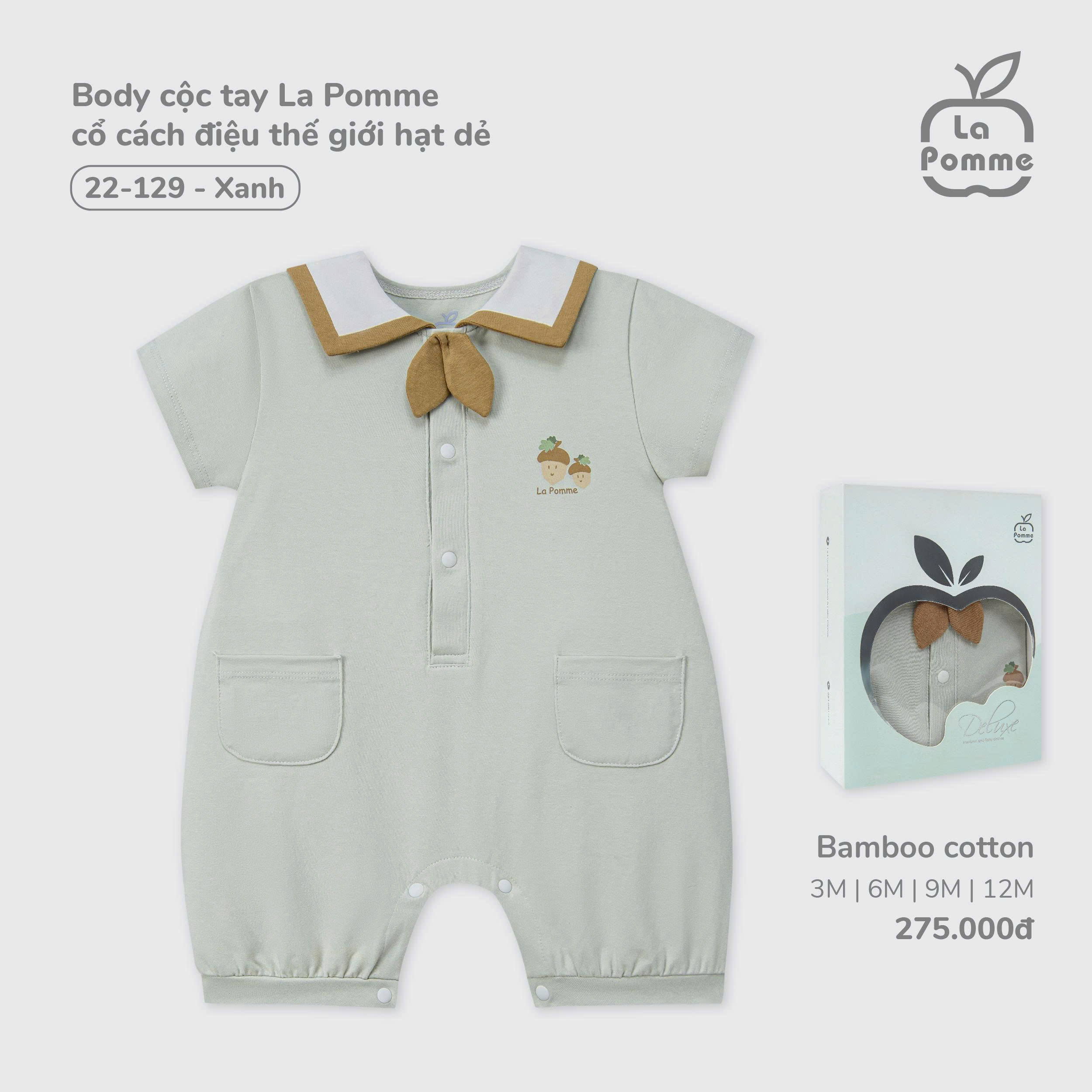 Body cộc tay La Pomme cổ cách điệu thế giới hạt dẻ