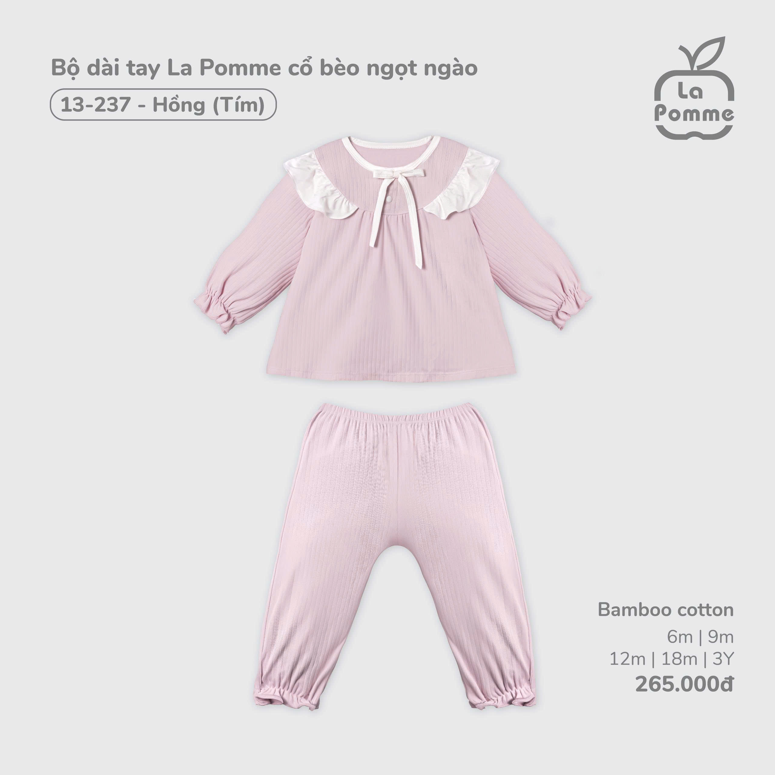 Bộ dài tay La Pomme cổ bèo ngọt ngào
