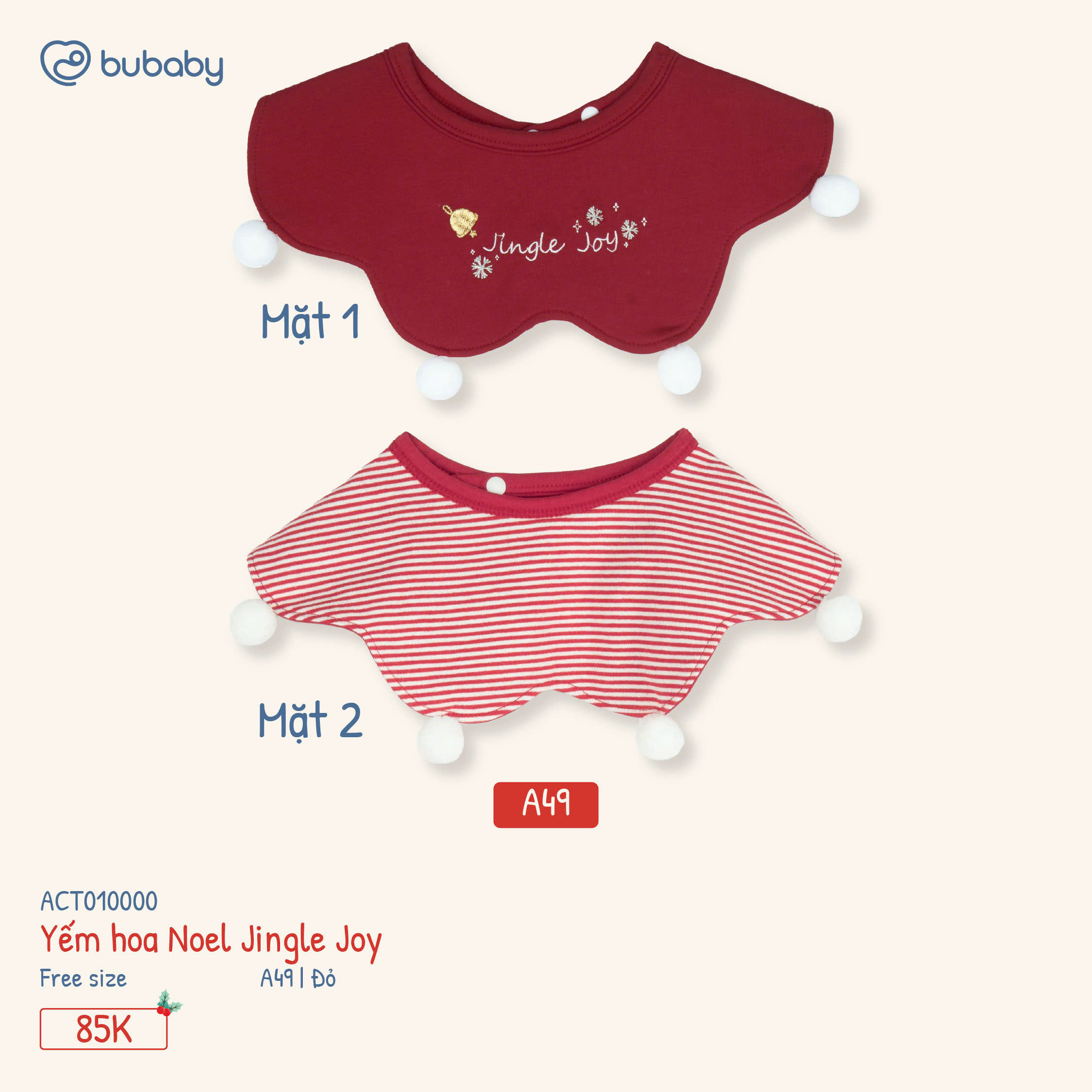 Yếm hoa Noel Jingle Joy Bubaby ACT010000