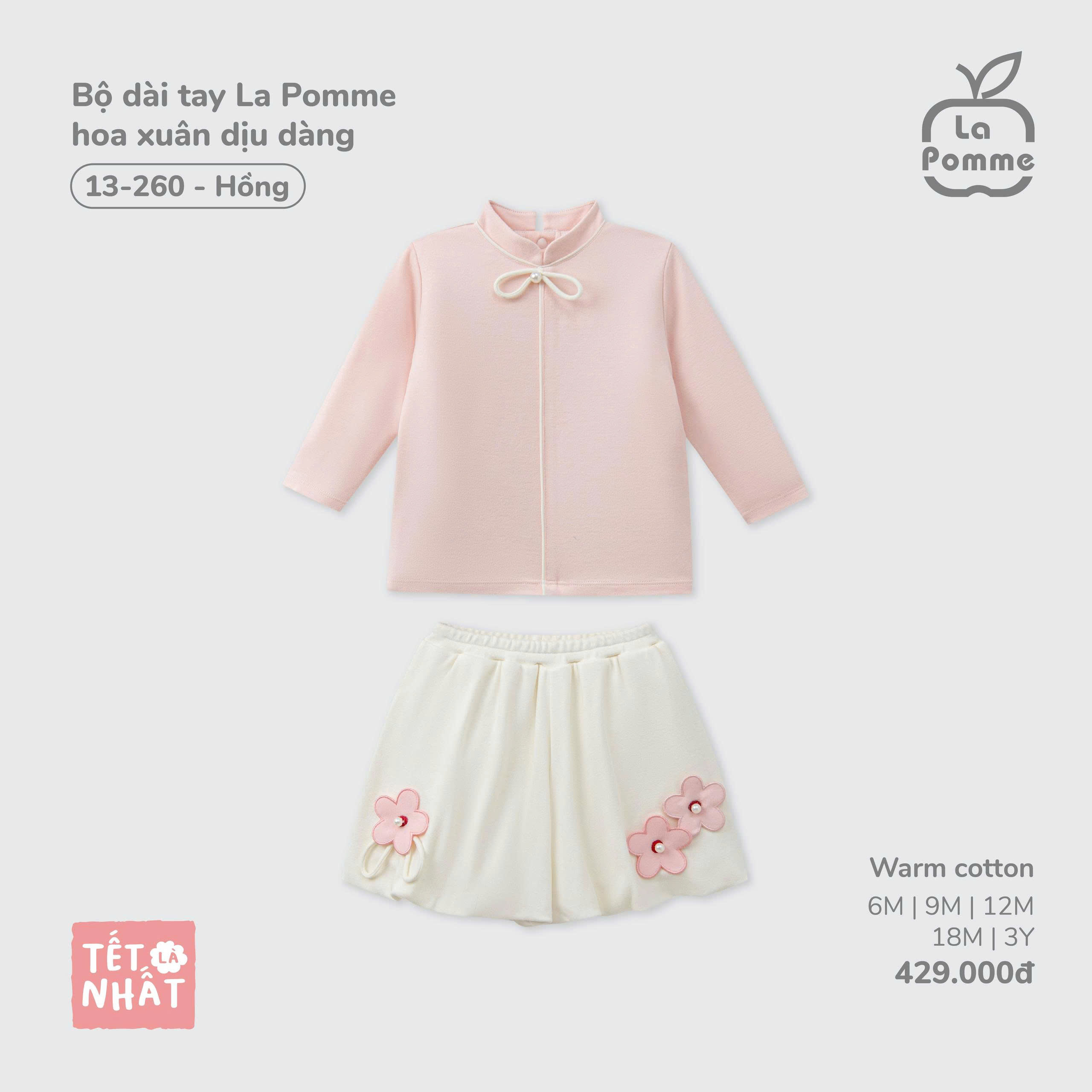 Bộ dài tay La Pomme hoa xuân dịu dàng