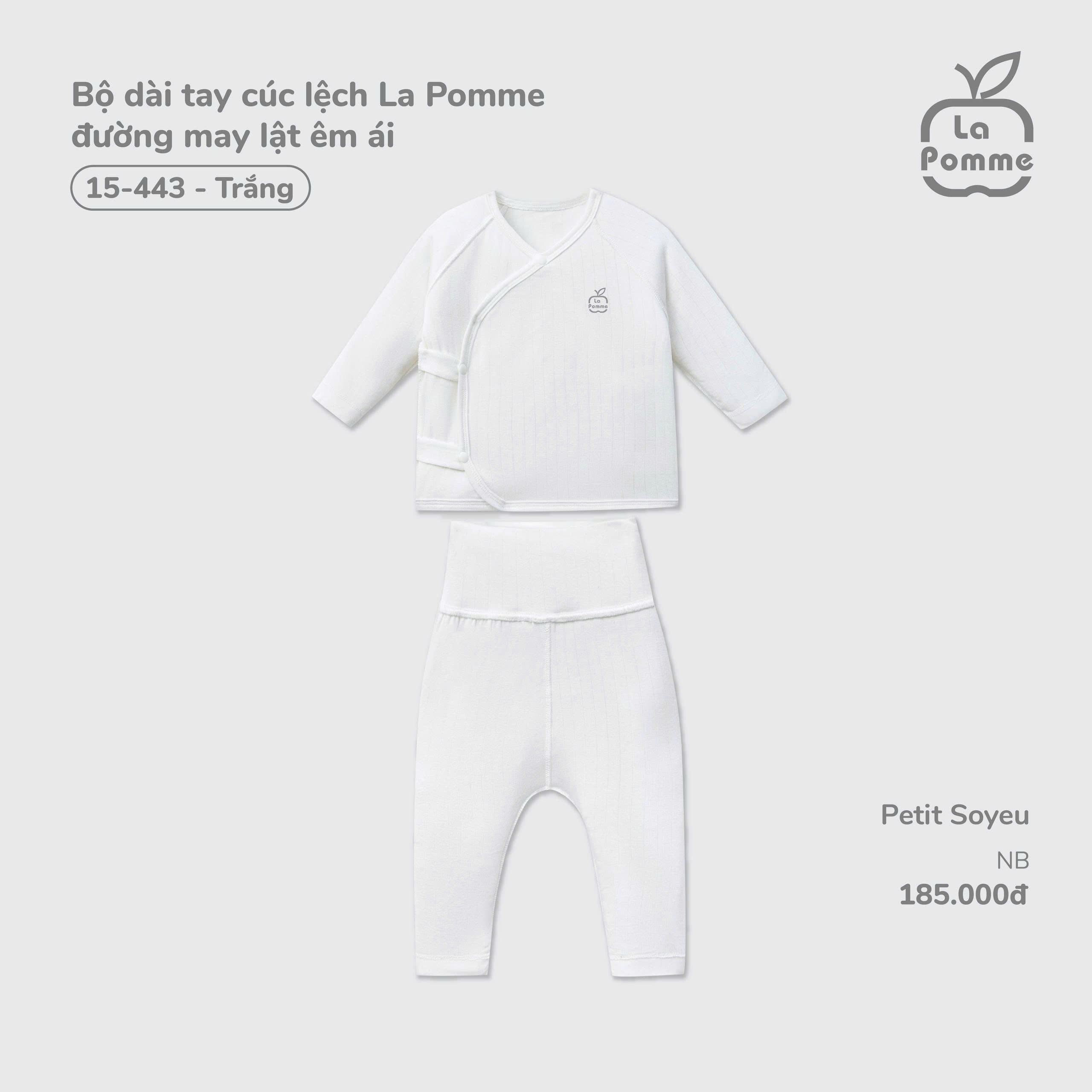 Bộ dài tay cúc lệch La Pomme đường may lật êm ái