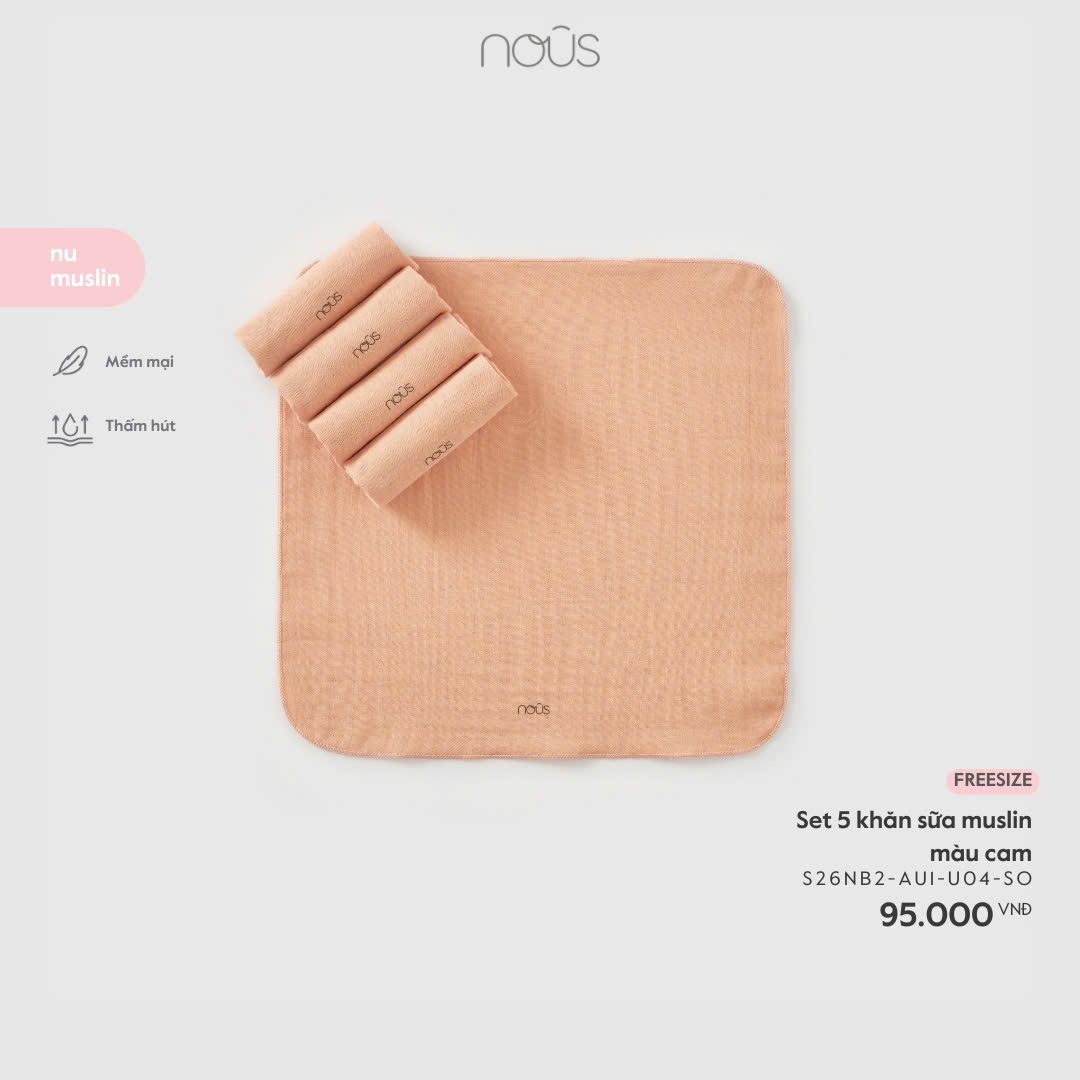 Set 5 khăn sữa muslin màu cam