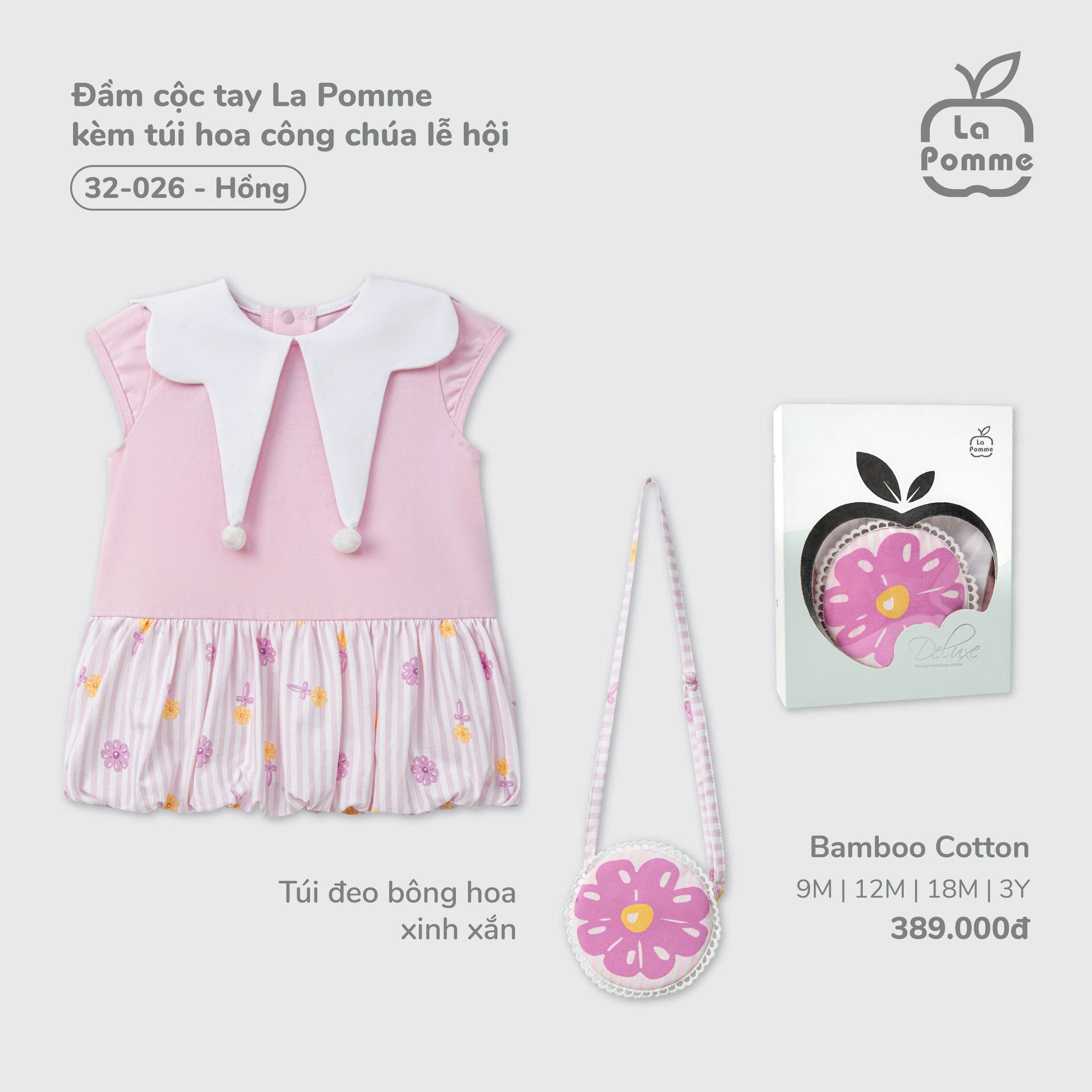 Đầm cộc tay La Pomme kèm túi hoa công chúa lễ hội