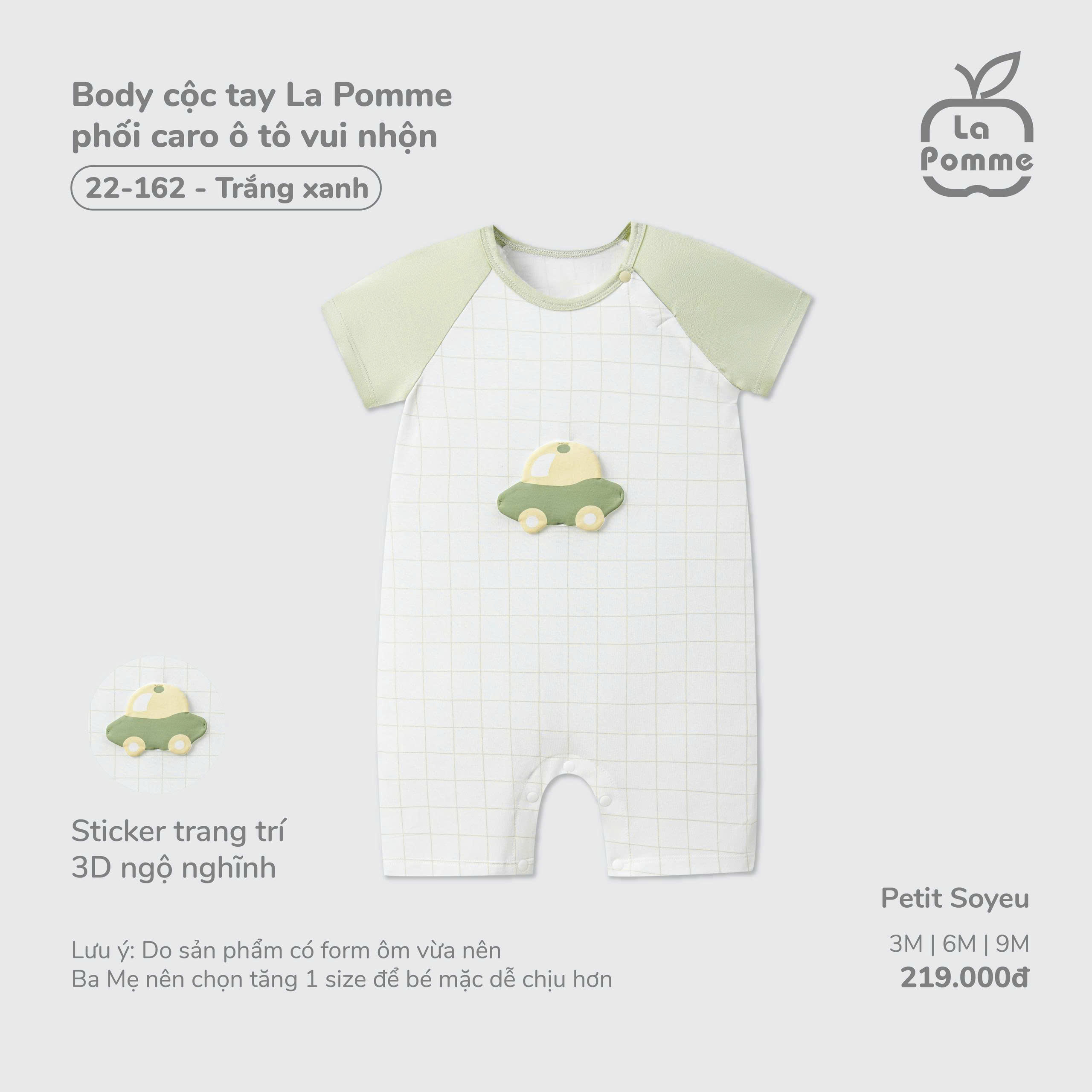 Body cộc tay La Pomme phối caro ô tô vui nhộn