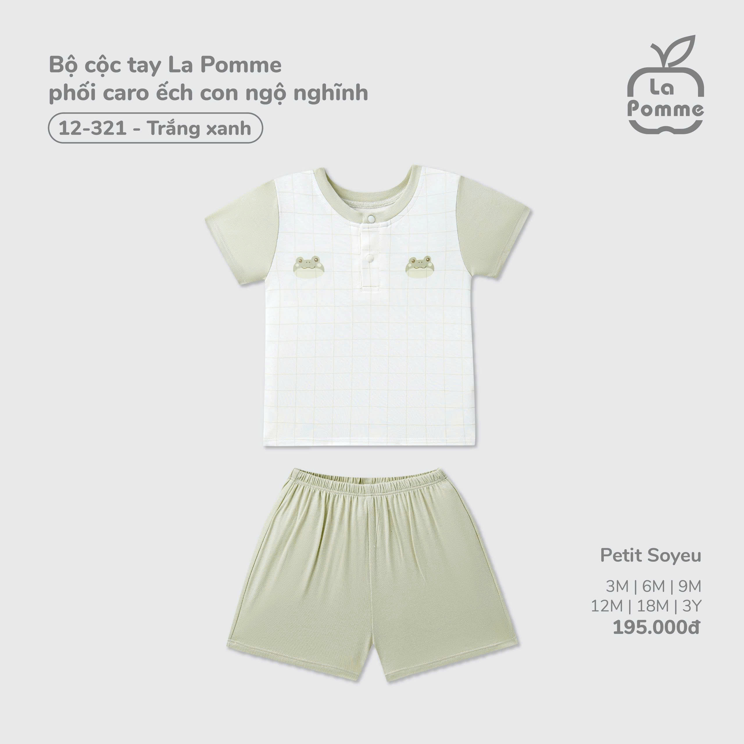 Bộ cộc tay La Pomme phối caro ếch con ngộ nghĩnh