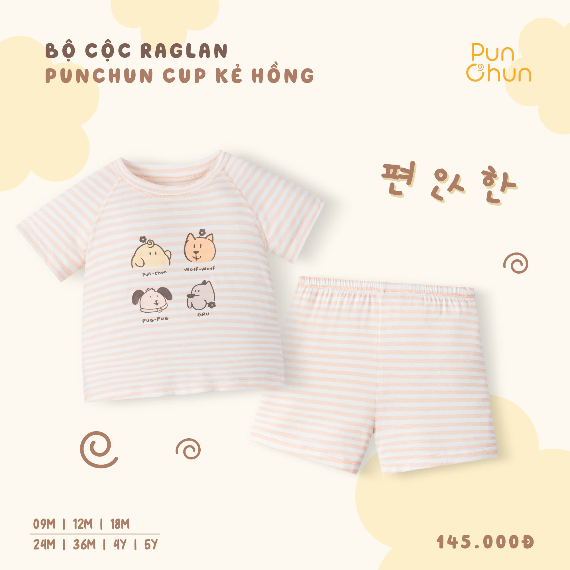 Bộ cộc raglan Punchun Cup kẻ hồng