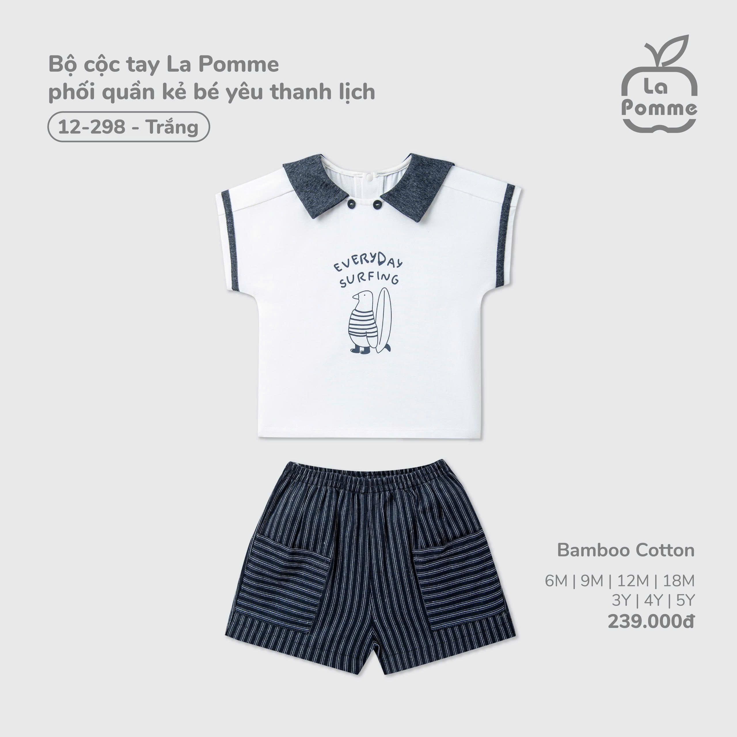 Bộ cộc tay La Pomme phối quần kẻ bé yêu thanh lịch
