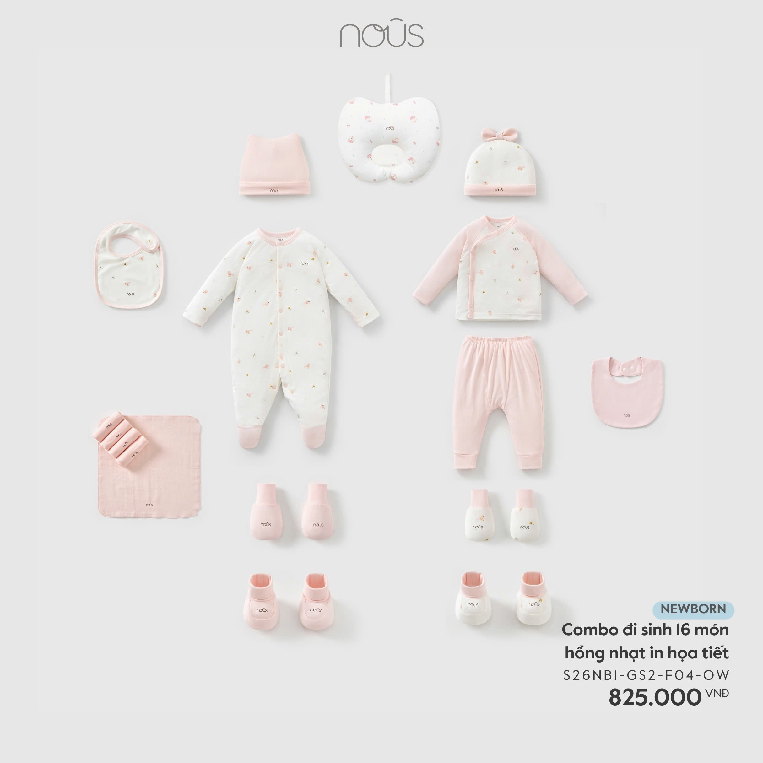 Combo đi sinh 16 món hồng nhạt in họa tiết