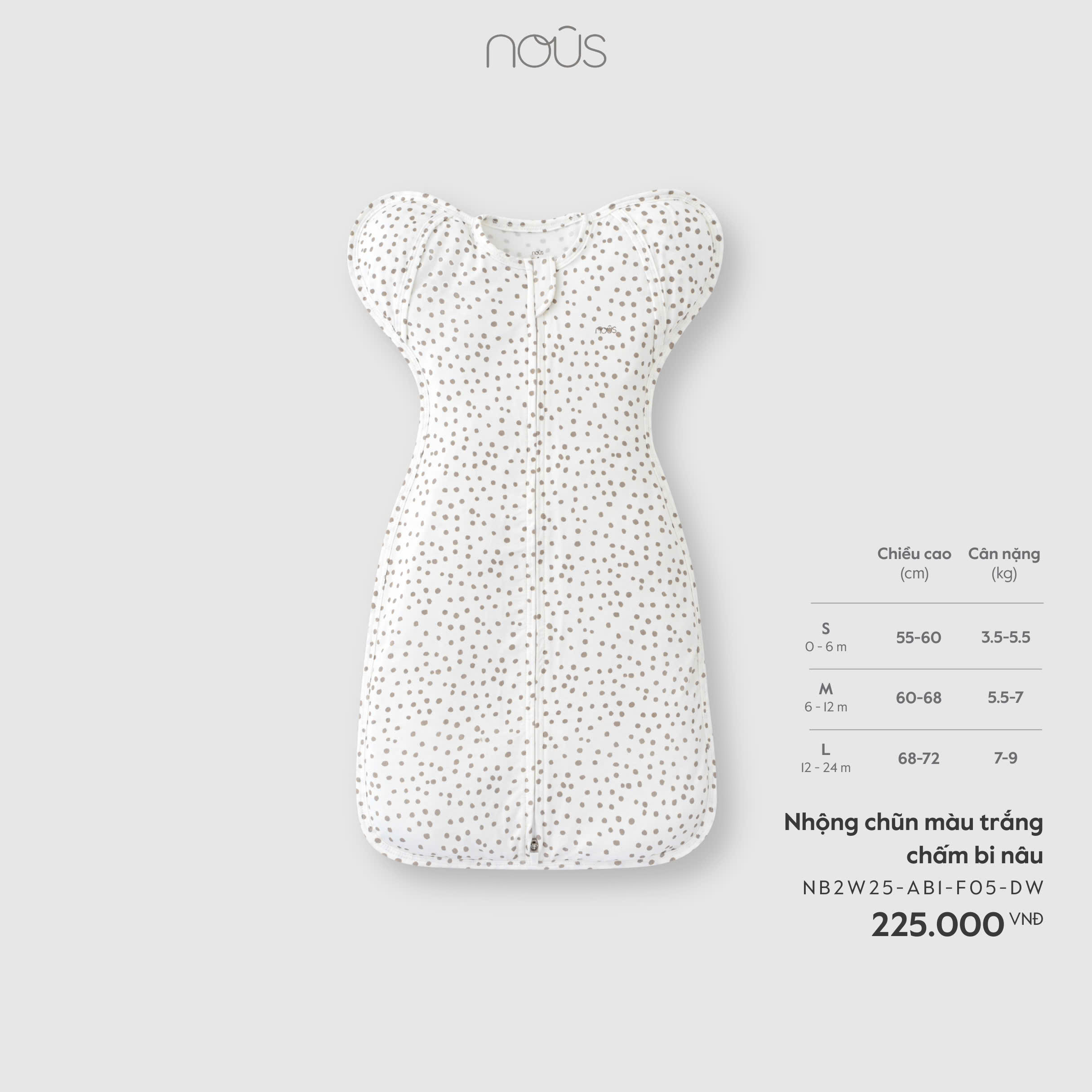 Nhộng chũn màu trắng chấm bi nâu