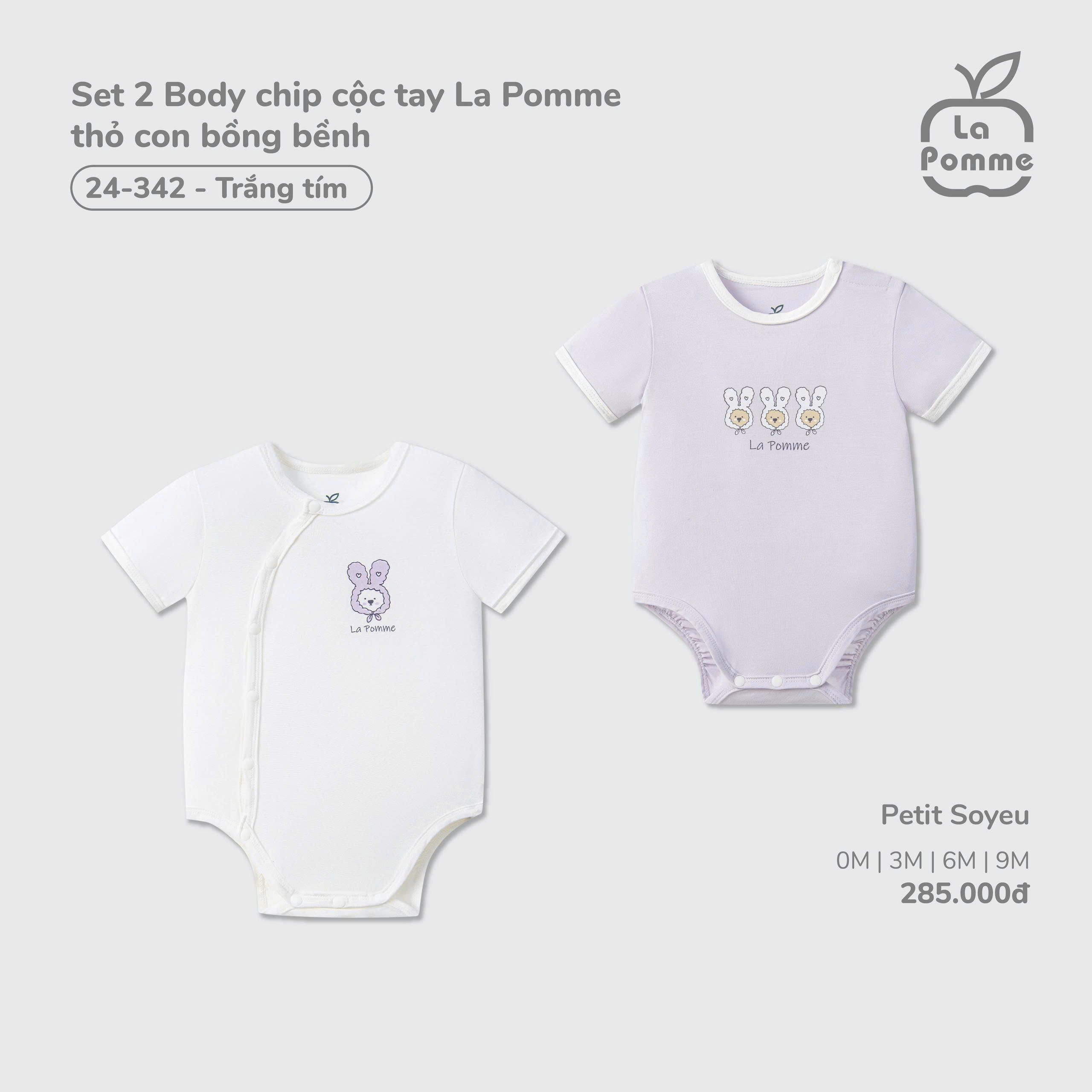 Set 2 Body chip cộc tay La Pomme thỏ con bồng bềnh