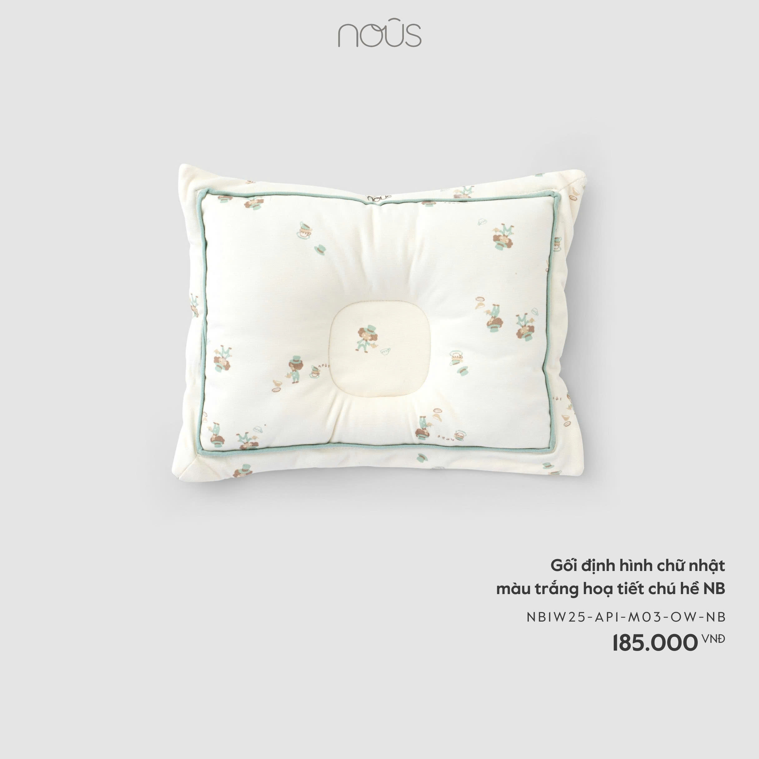 Gối định hình chữ nhật màu trắng họa tiết chú hề