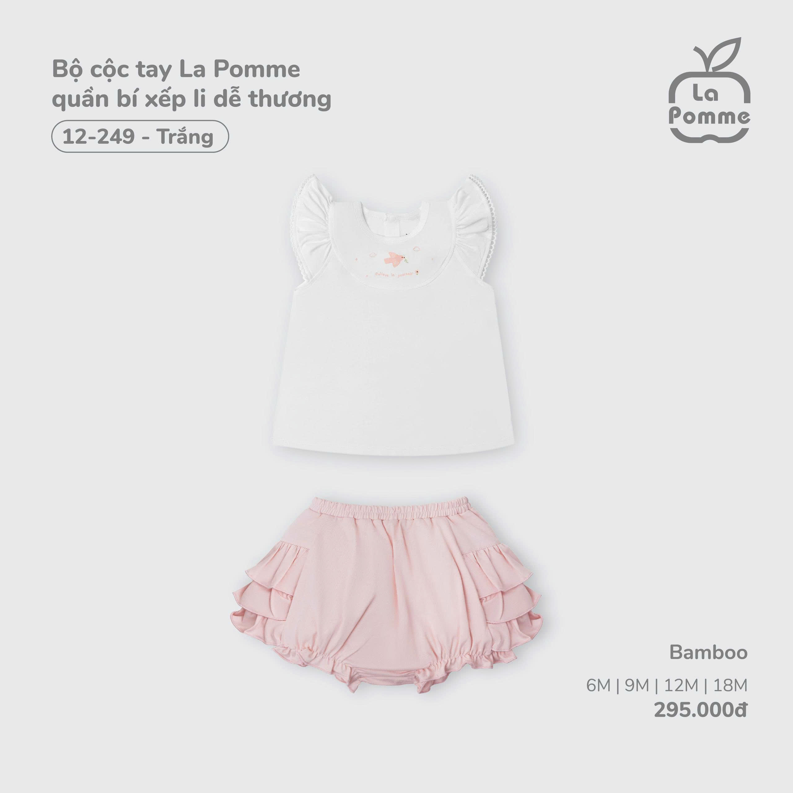 Bộ cộc tay La Pomme quần bí xếp li dễ thương