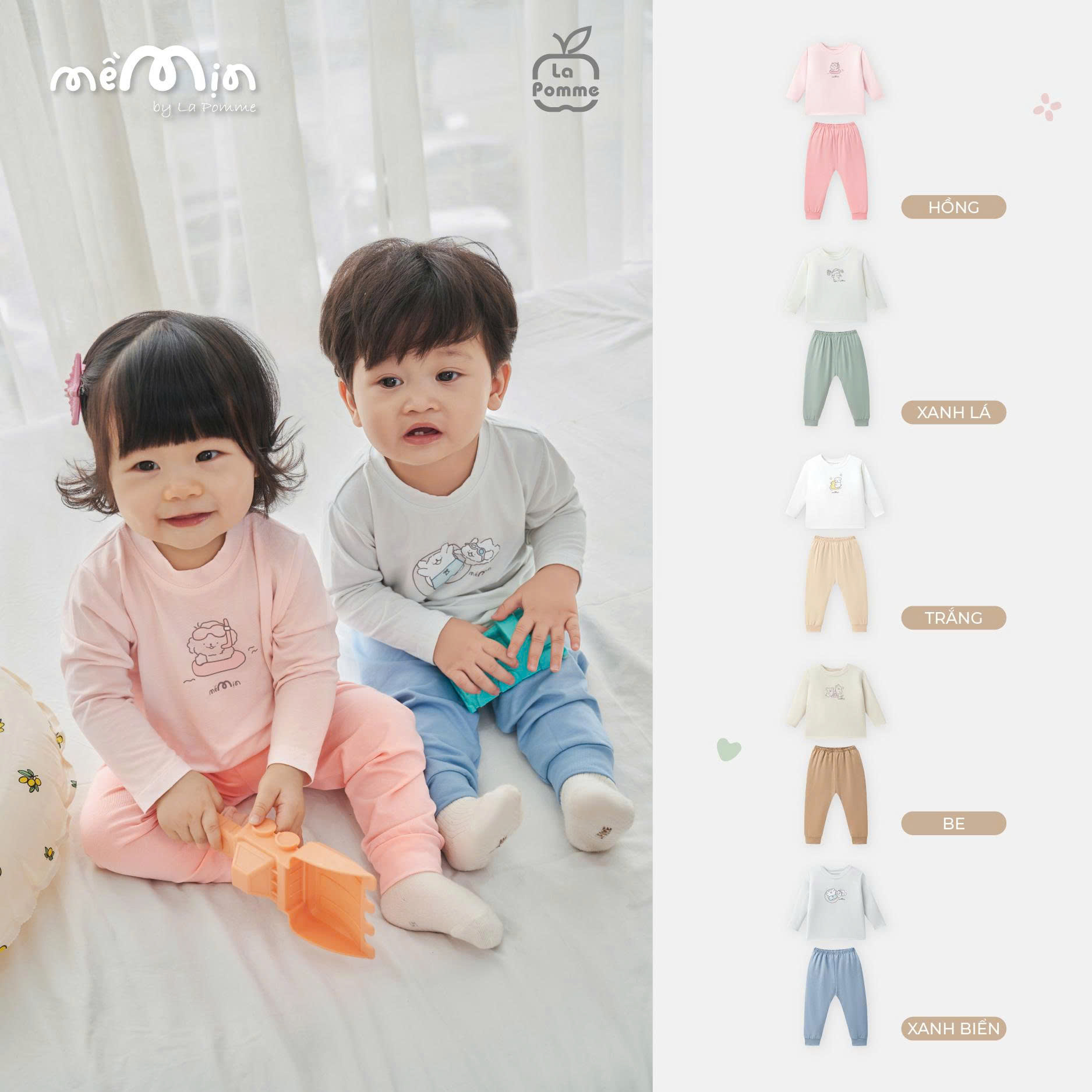 Bộ dài tay Mềm Mịn by La Pomme cún bông năng động