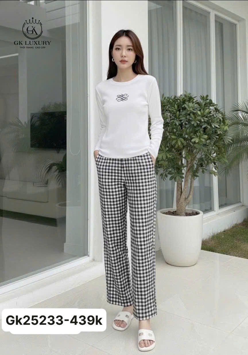 Bộ GK thun tăm quần kẻ caro - GK25235