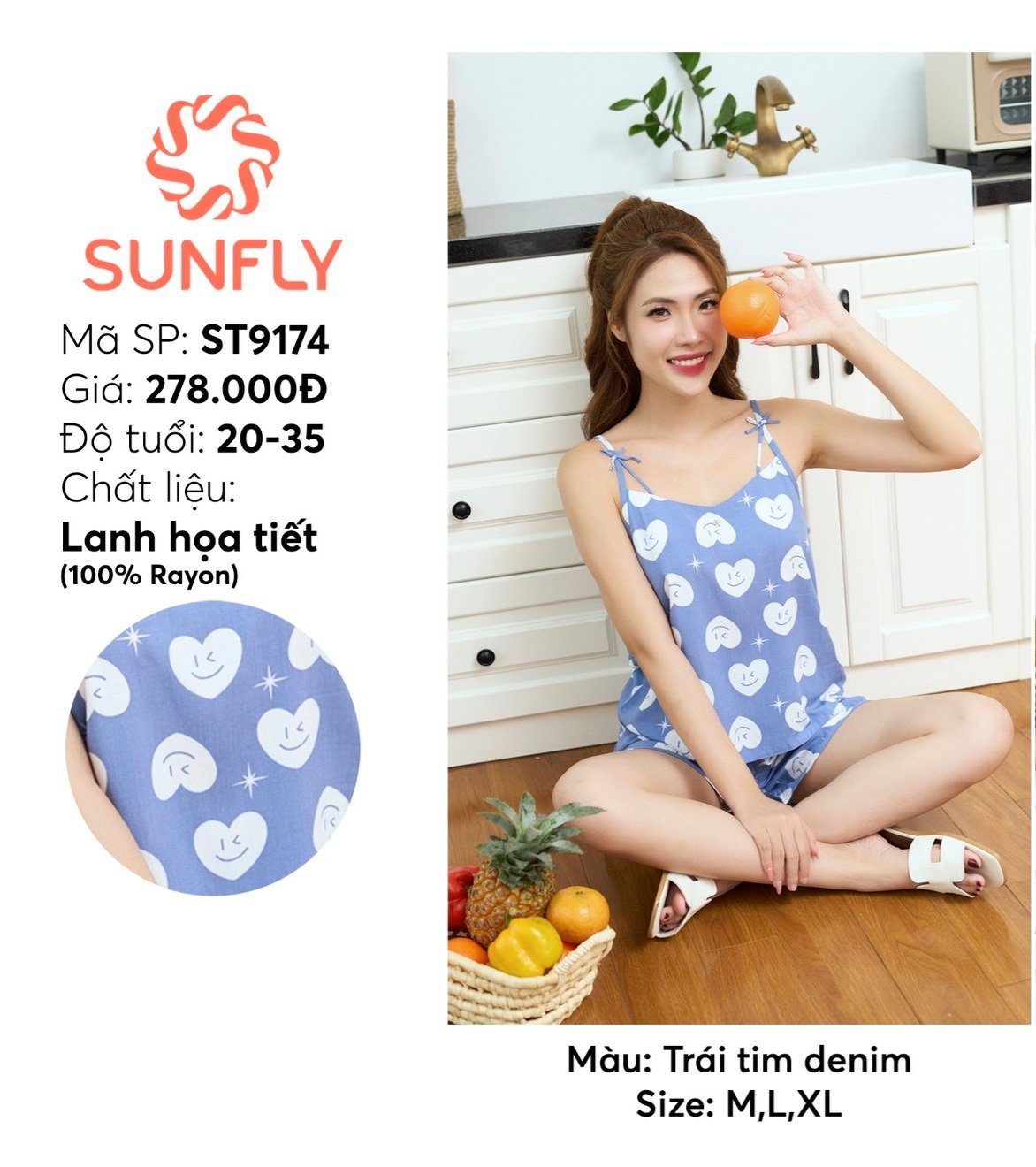 Bộ Sunfly lanh lụa áo dây quần sooc ST9174