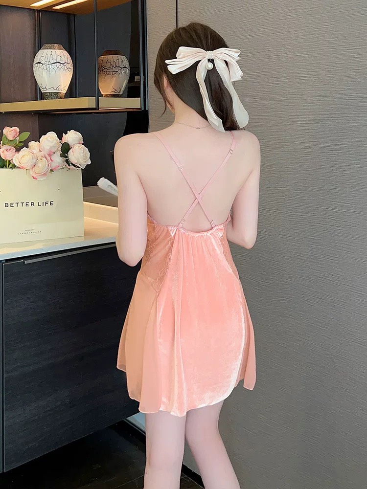 Váy nhung 2 dây 3321