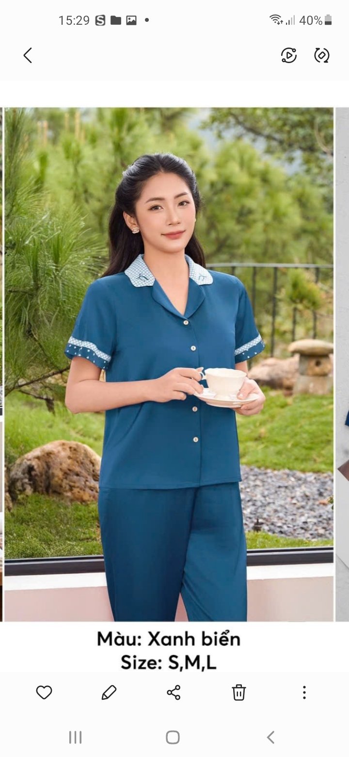 Bộ Sun fly lụa satin trơn- QD tay cộc-ST9252
